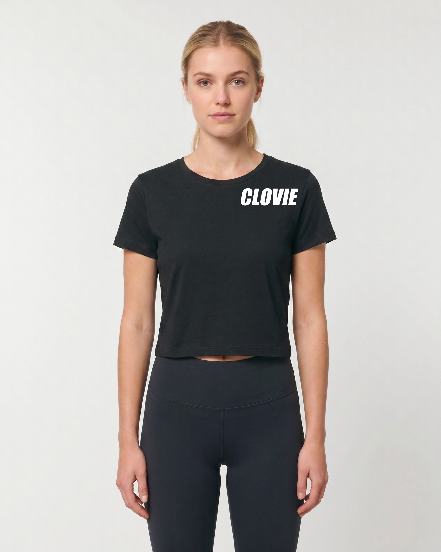 Text me Cropped Tee Black Vorderansicht Logo