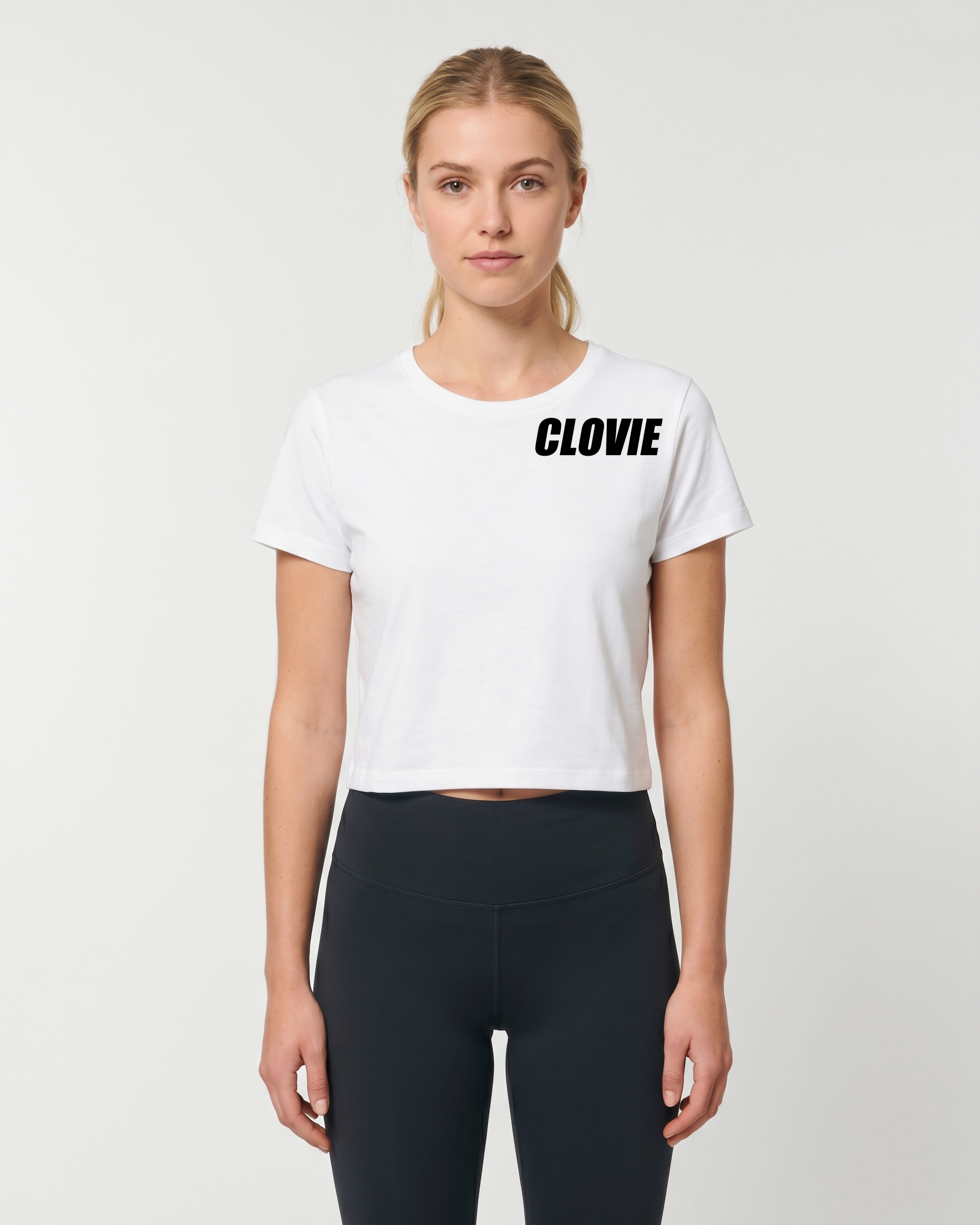 Text me Cropped Tee White Vorderansicht Logo