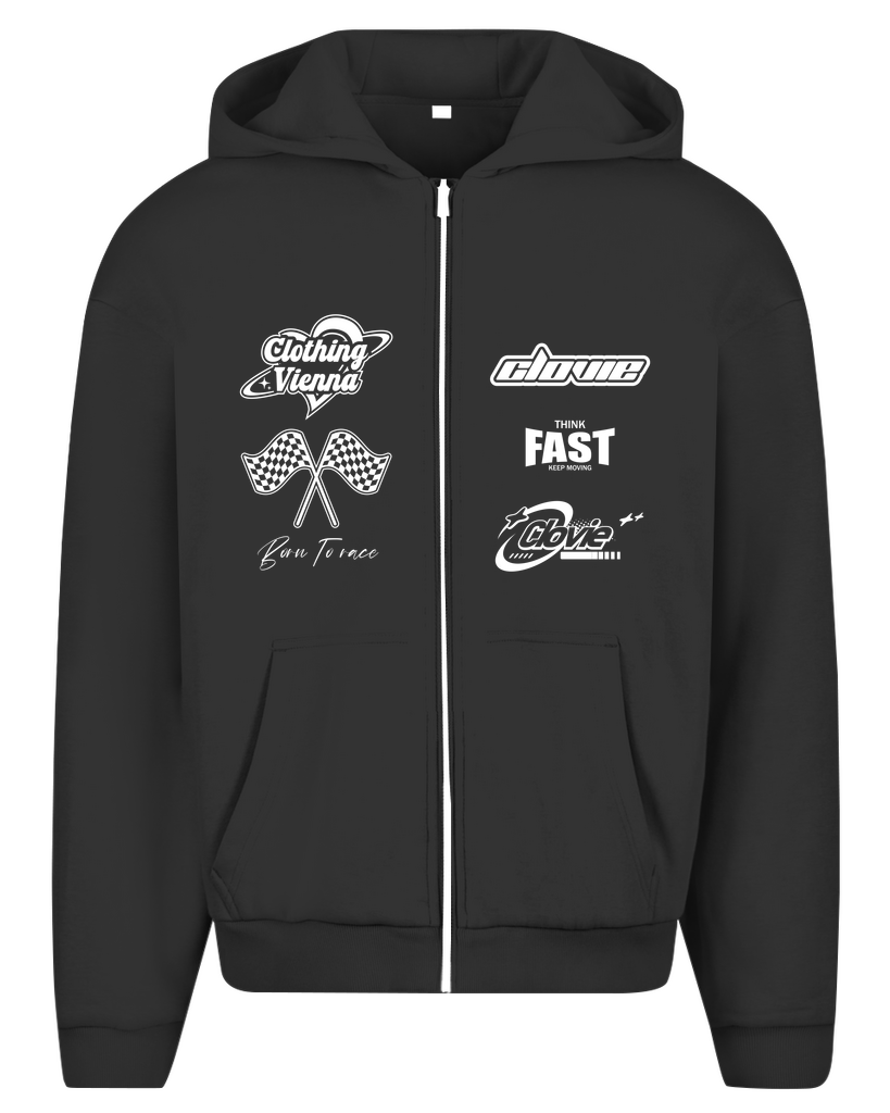 Clovie racing Zip Hoodie Rueckansicht - CLOVIE Streetwear