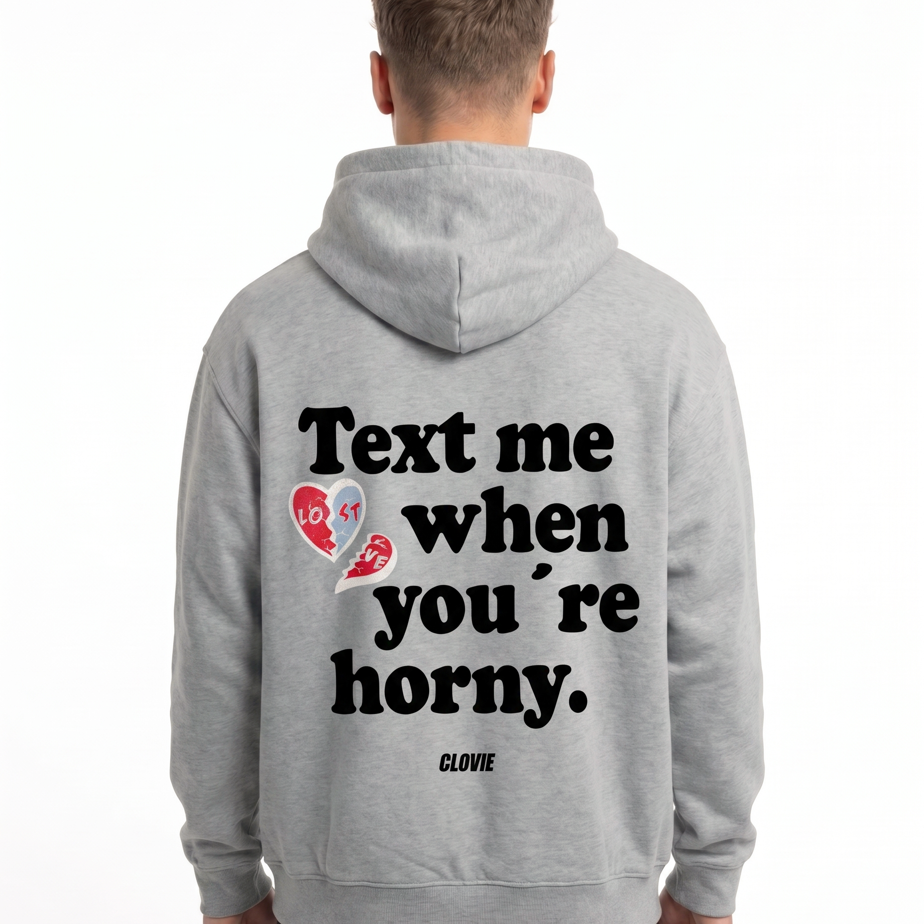 Text me when youre horny Hoodie Light Asphalt Back
