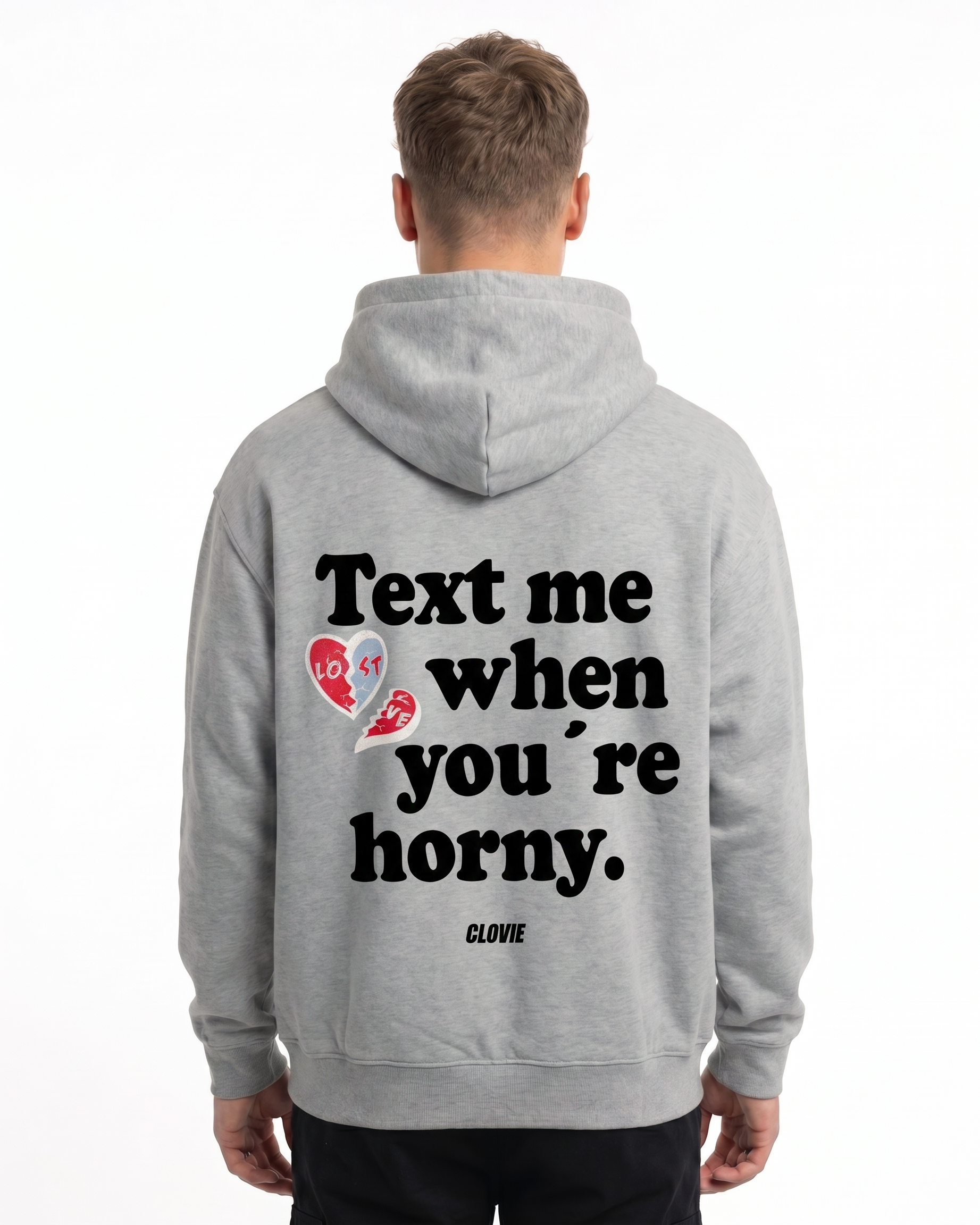 Text me when youre horny Hoodie Light Asphalt Back
