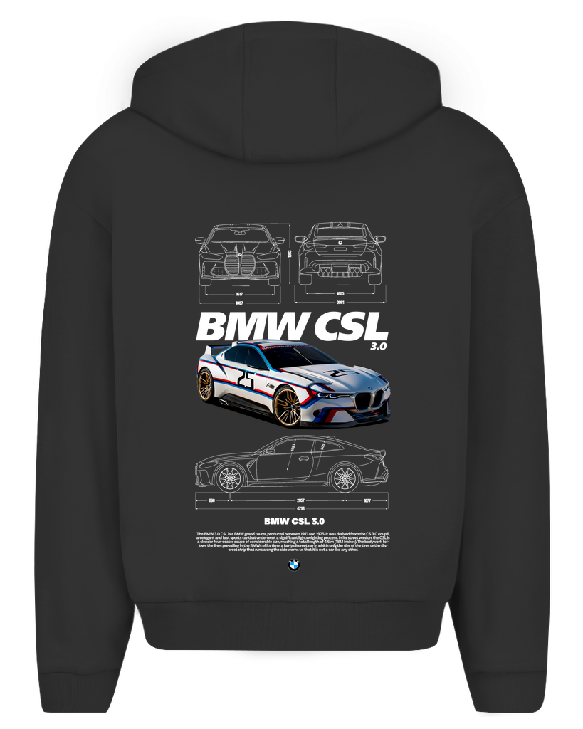 BMW CSL 3.0 Zip Hoodie Detailansicht - CLOVIE Streetwear