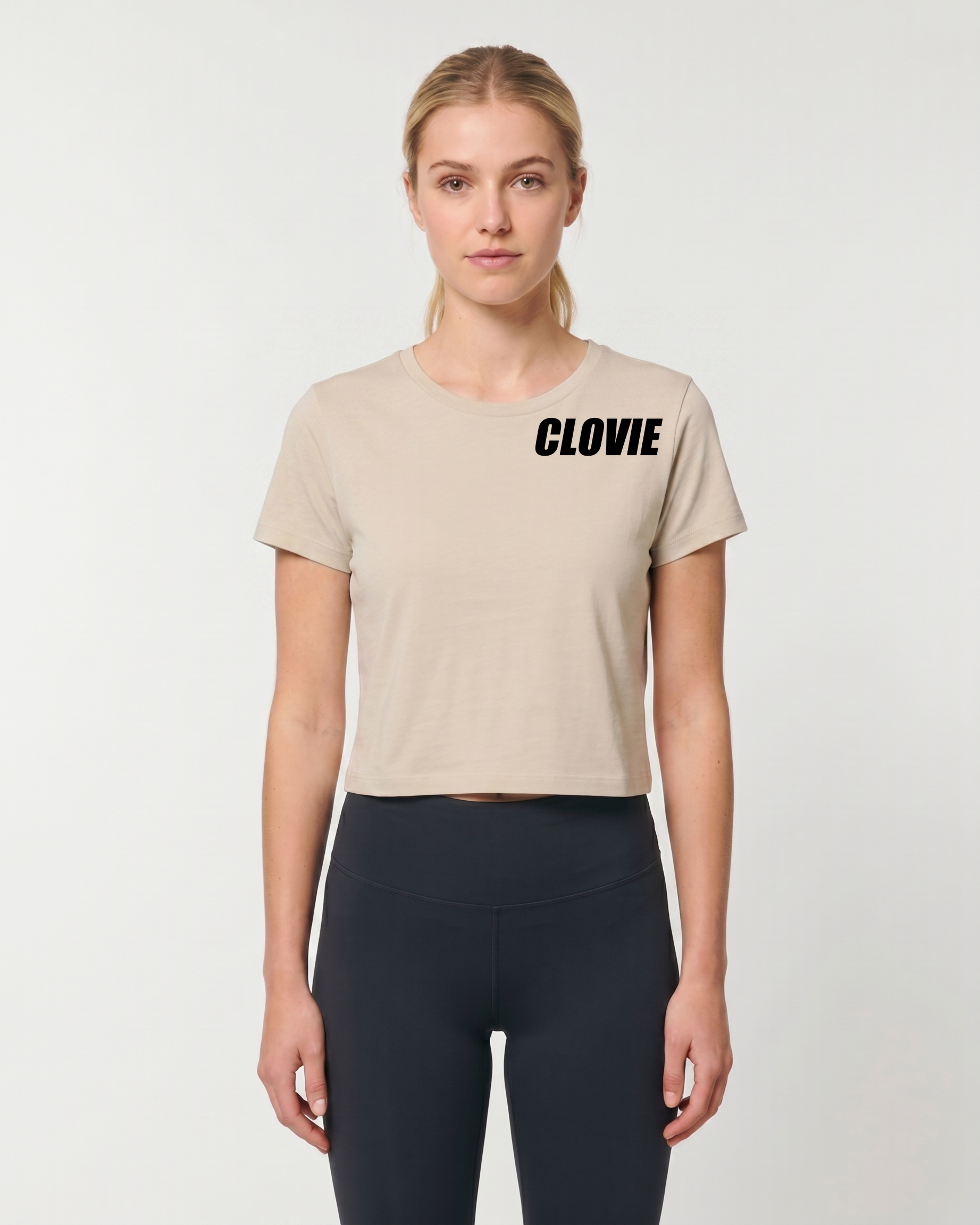 Text me Cropped Tee Sand Vorderansicht Logo