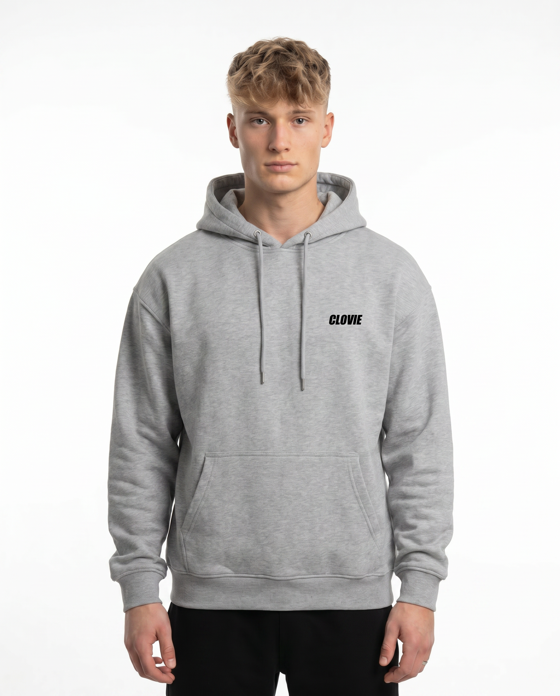 Text me Hoodie Heather Grey Front