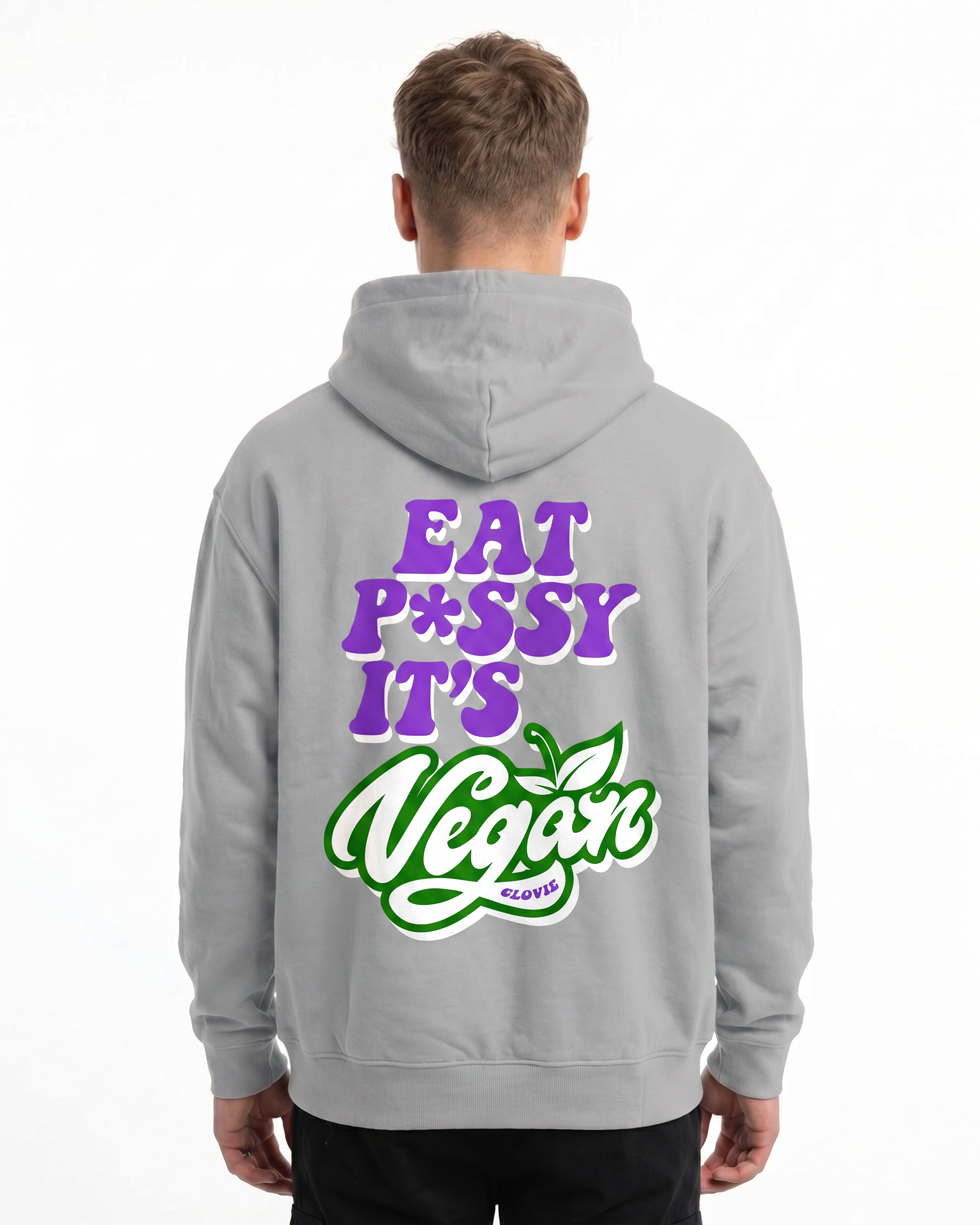 Eat pssy its vegan Hoodie Light Asphalt Back