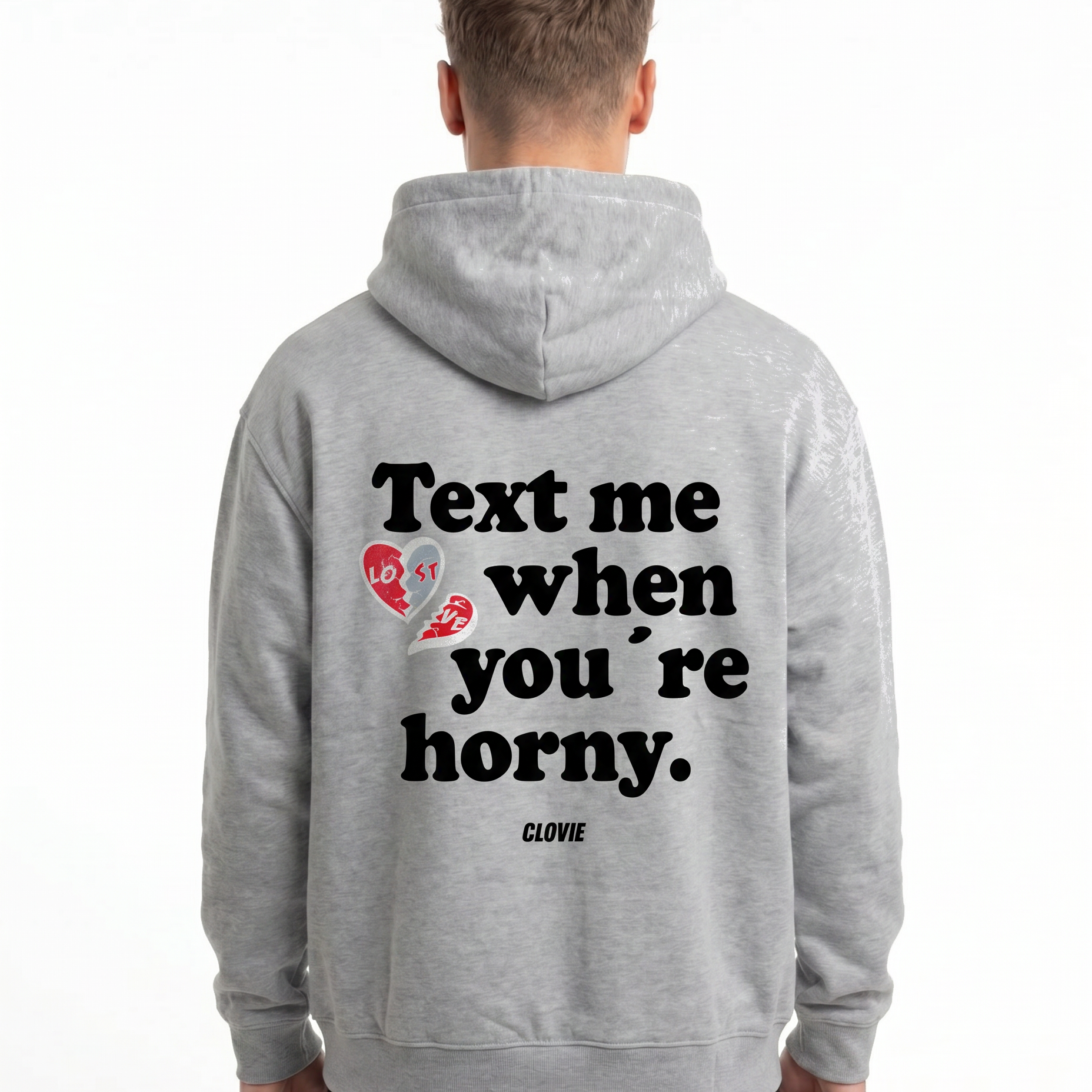 Text me Hoodie Heather Grey Back