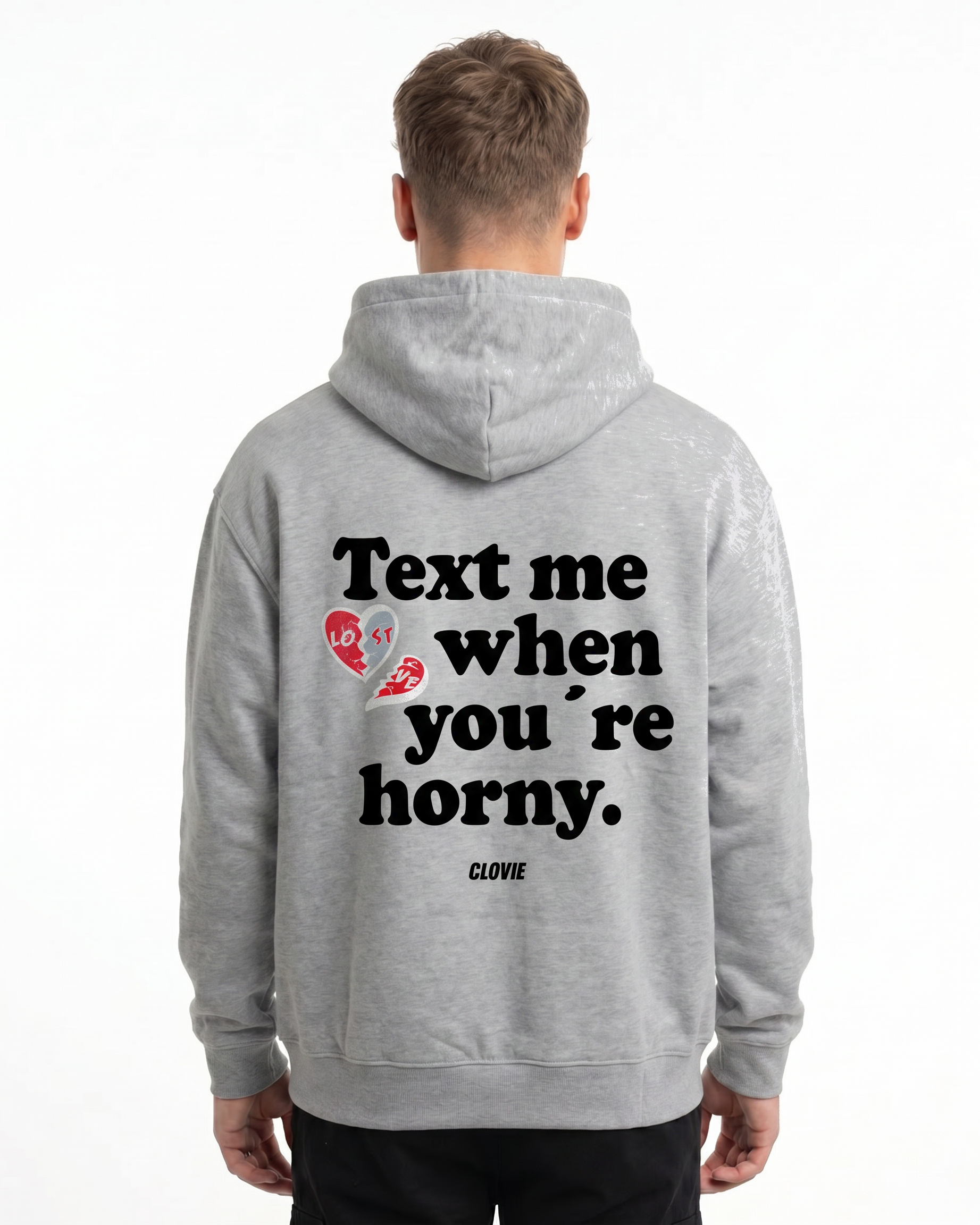 Text me Hoodie Heather Grey Back