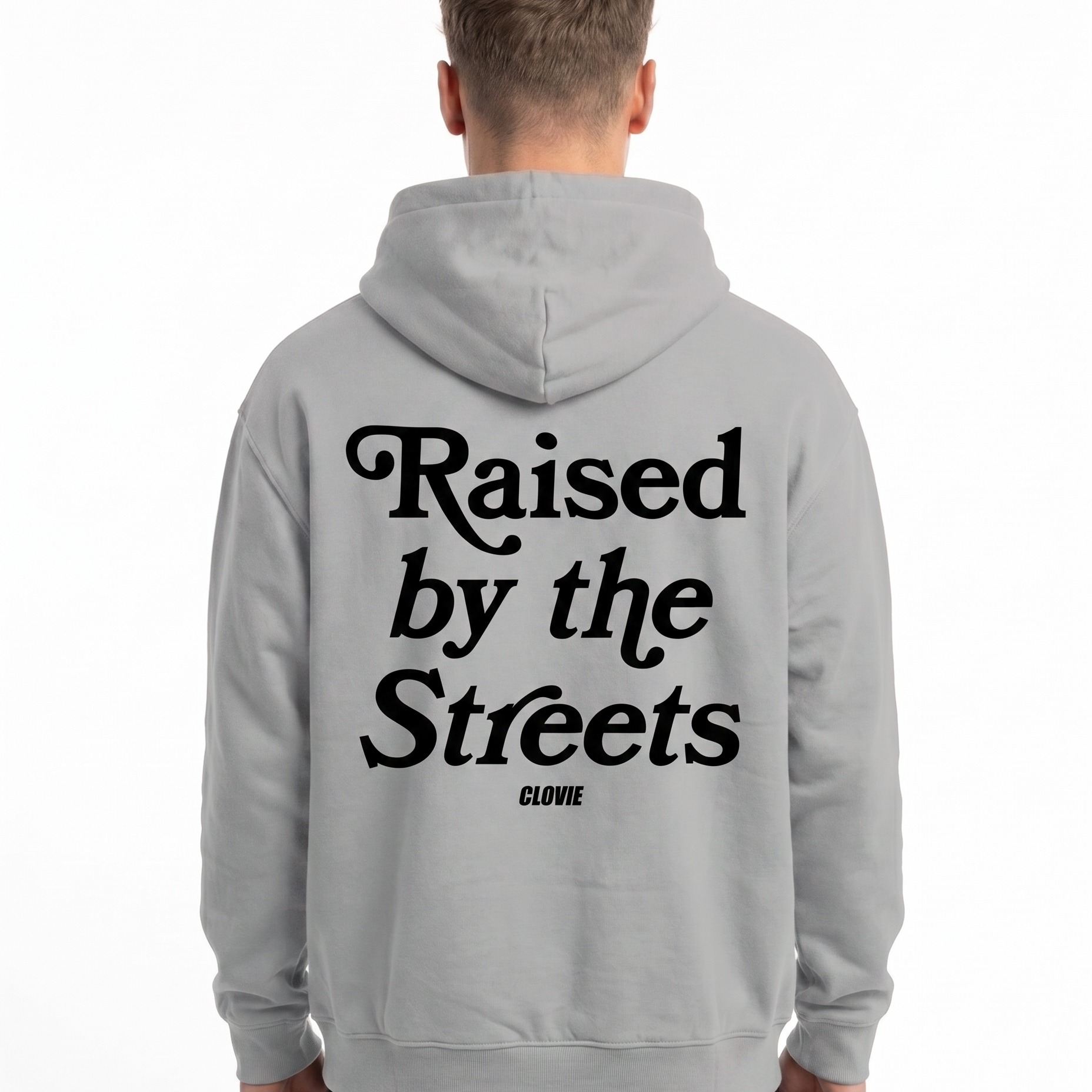 Raised by the streets Zip Hoodie Light Asphalt Back