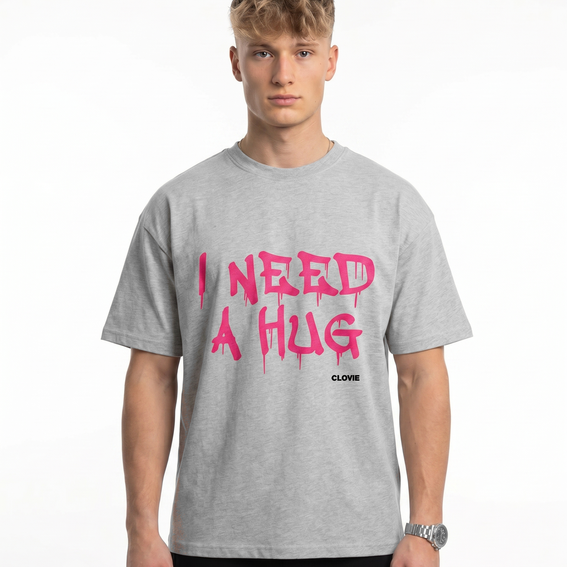 Free hugs Grey front INEEDAHUG