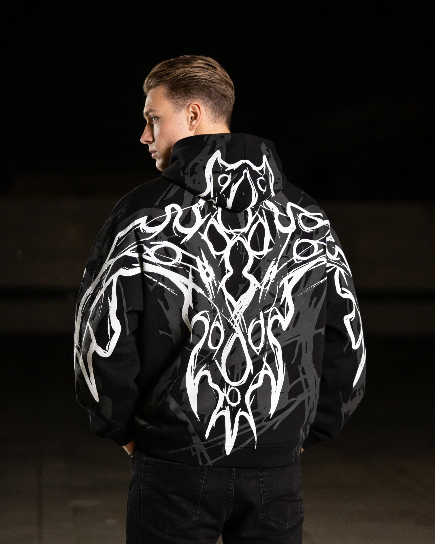 Phantom Reflective – Oversized Hoodie Zip Hoodie Vorderansicht - CLOVIE Streetwear