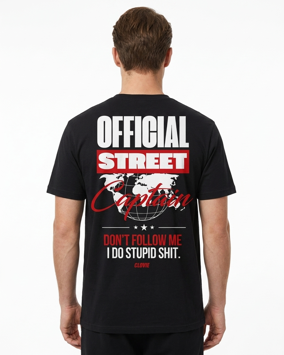 Official Street Captain Standard Tee – Back, Globe Varsity Print