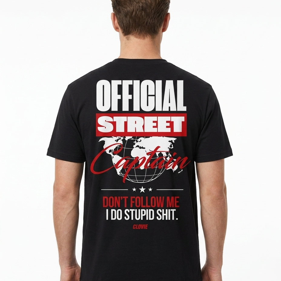 Official Street Captain Standard Tee – Back, Globe Varsity Print