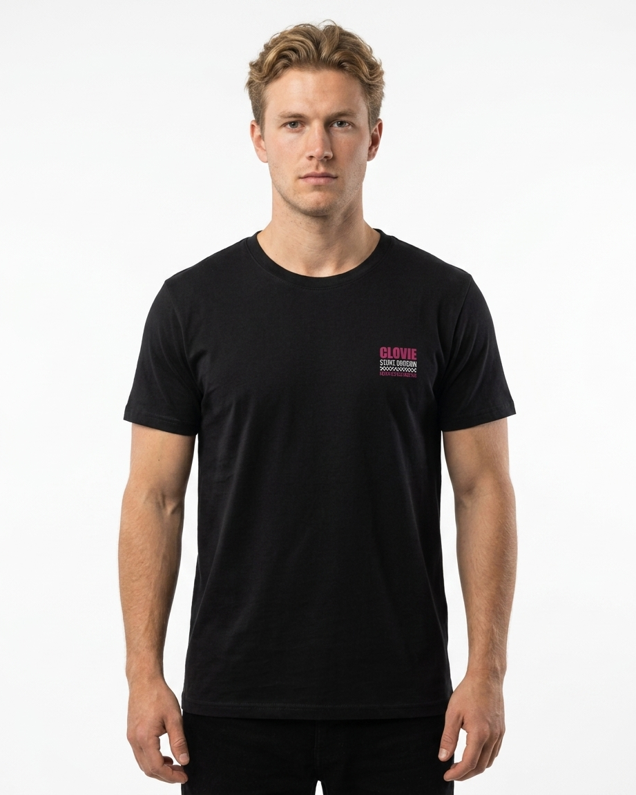Official Stunt Instructor Standard Tee – Front, CLOVIE Stunt Division