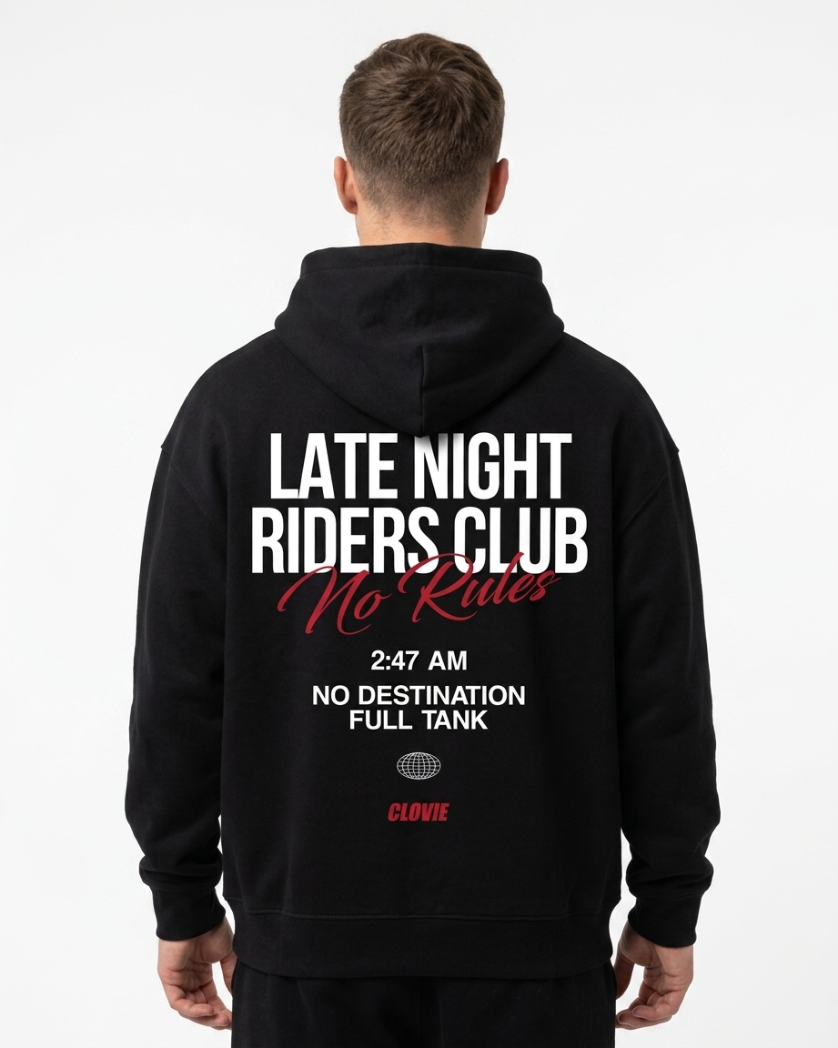 Late Night Riders Club Oversized Hoodie – Back