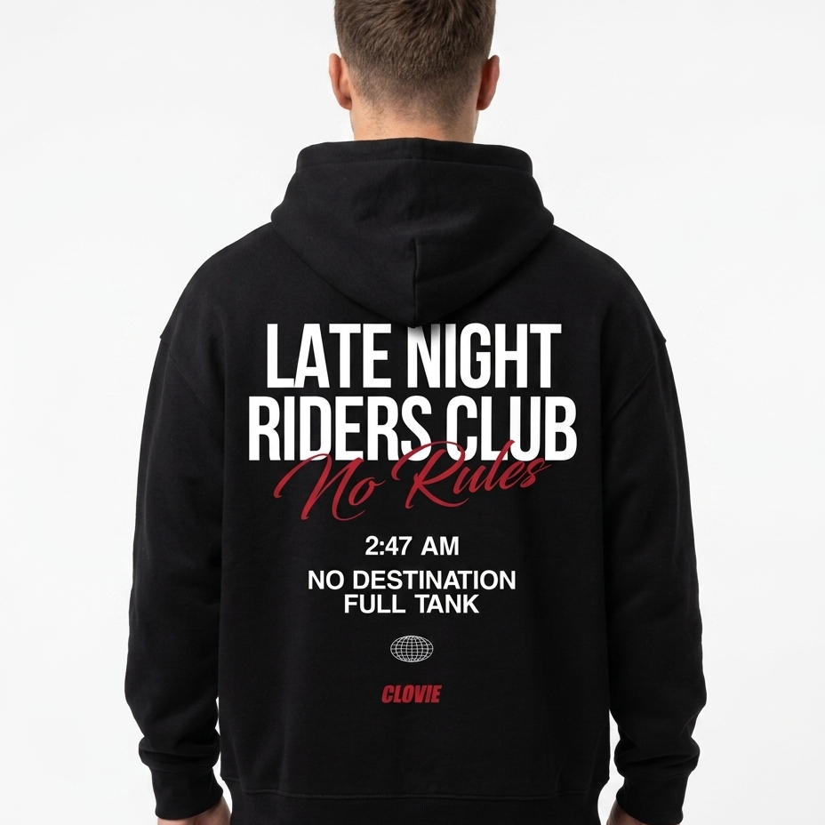 Late Night Riders Club Oversized Hoodie – Back