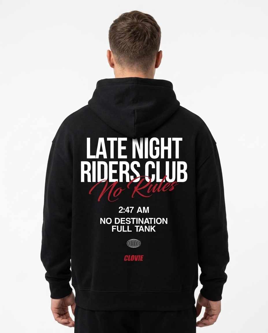 Late Night Riders Club Oversized Hoodie – Back