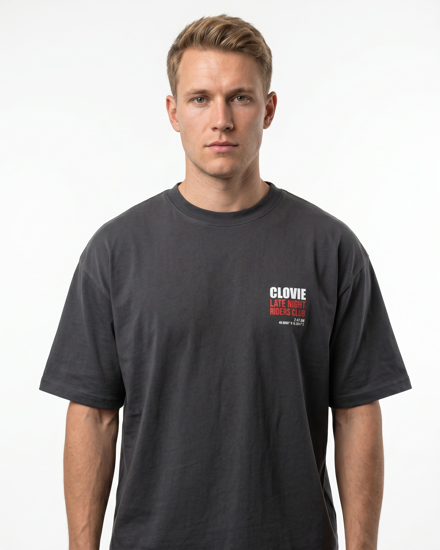 Late Night Riders Club Oversized Tee Charcoal – Vorderseite