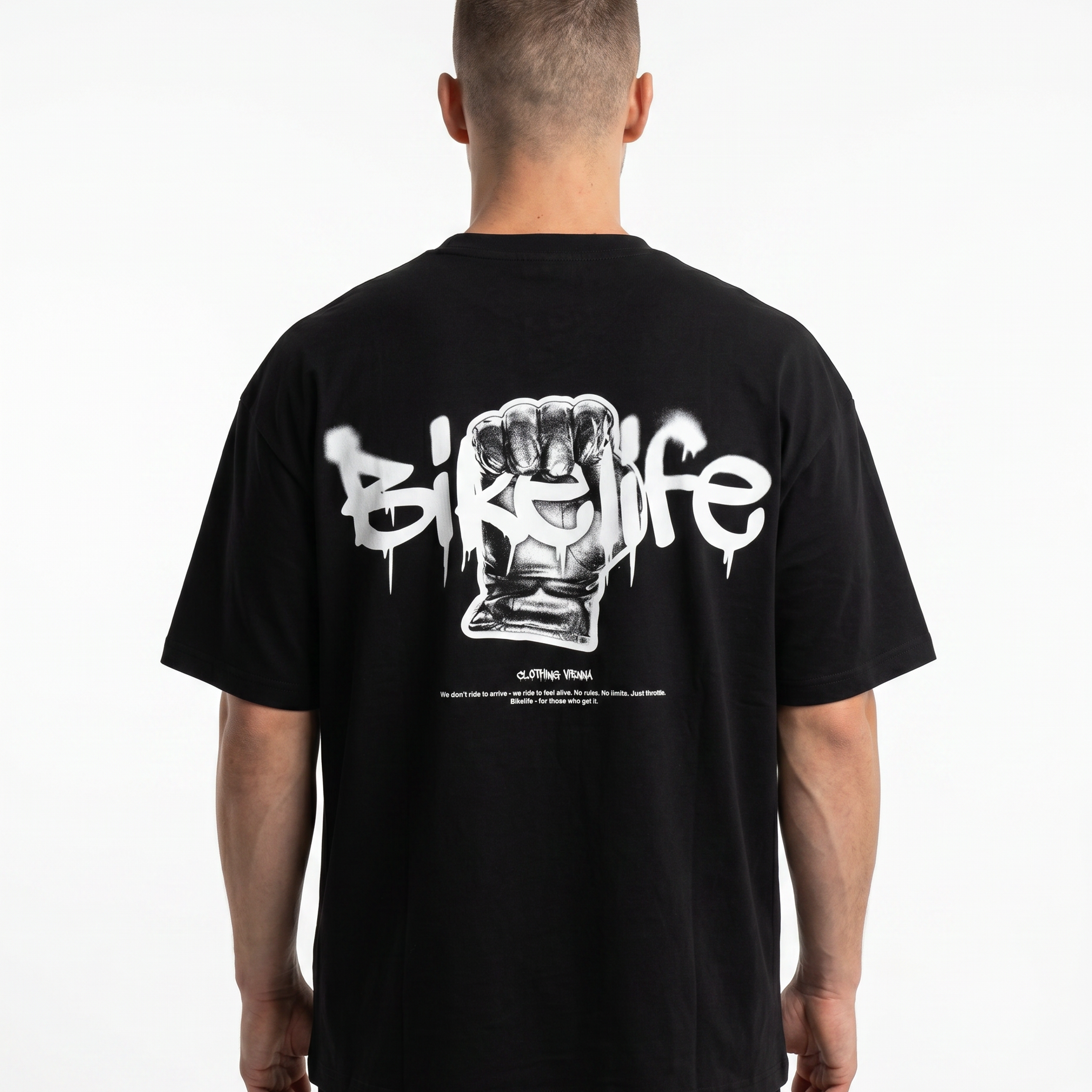 Bikelife Oversized Tee Black – Rückseite, Bikelife Print