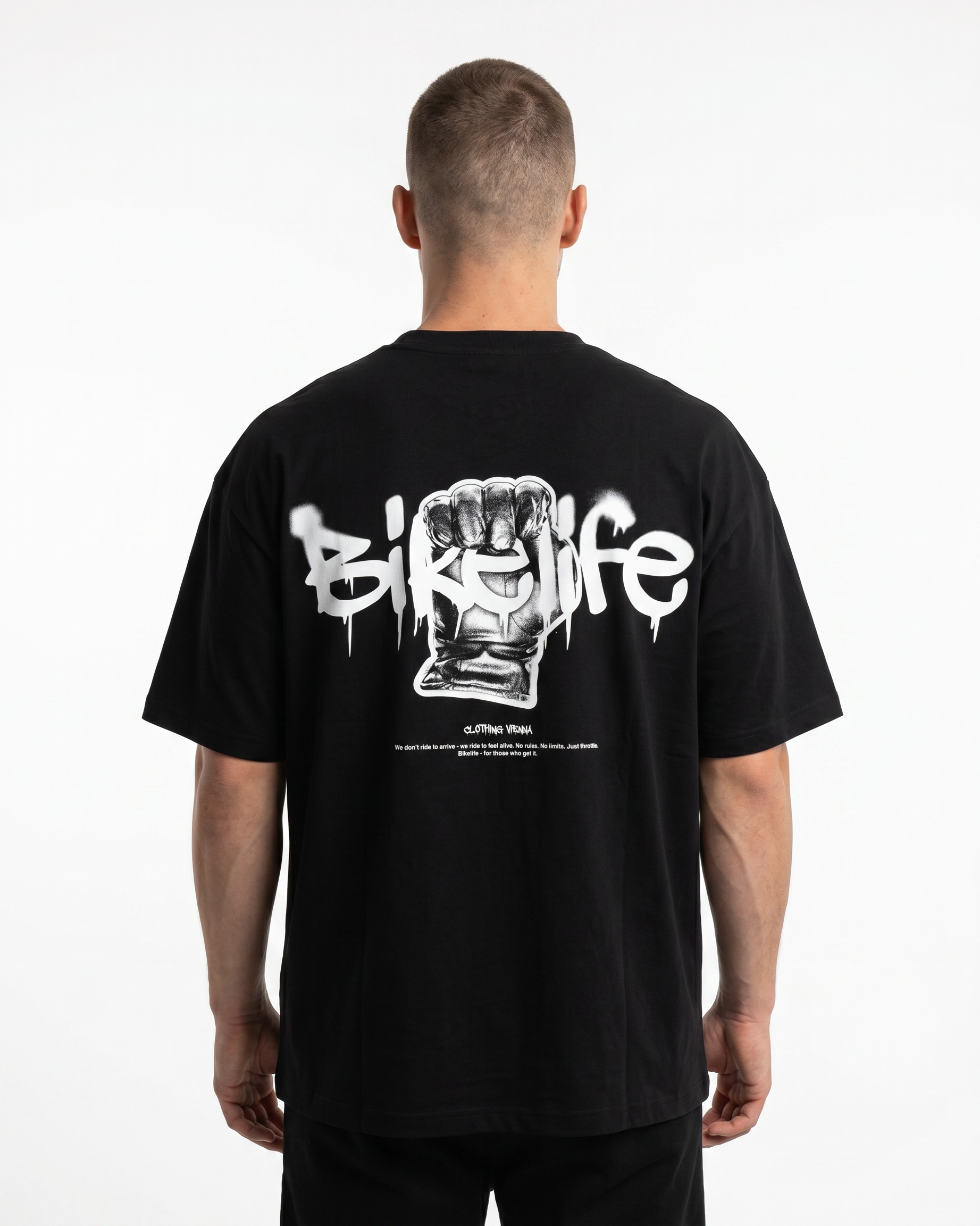 Bikelife Oversized Tee Black – Rückseite, Bikelife Print