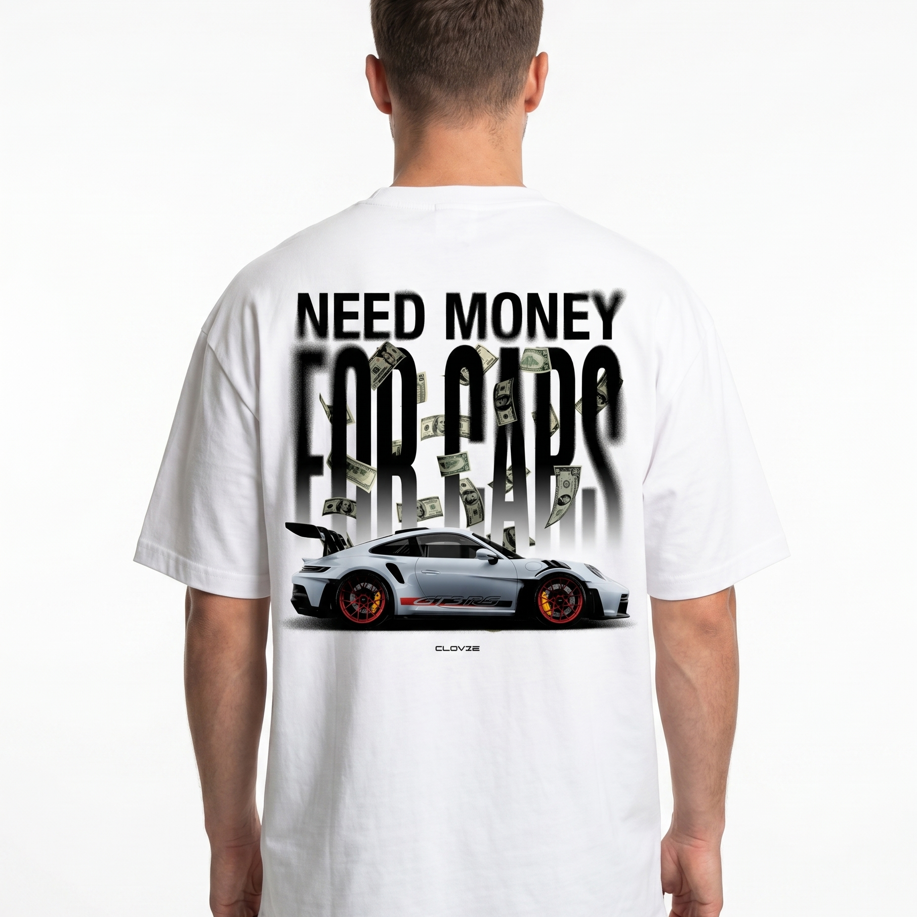 Need money for cars Oversized Tee – Rückseite, Print