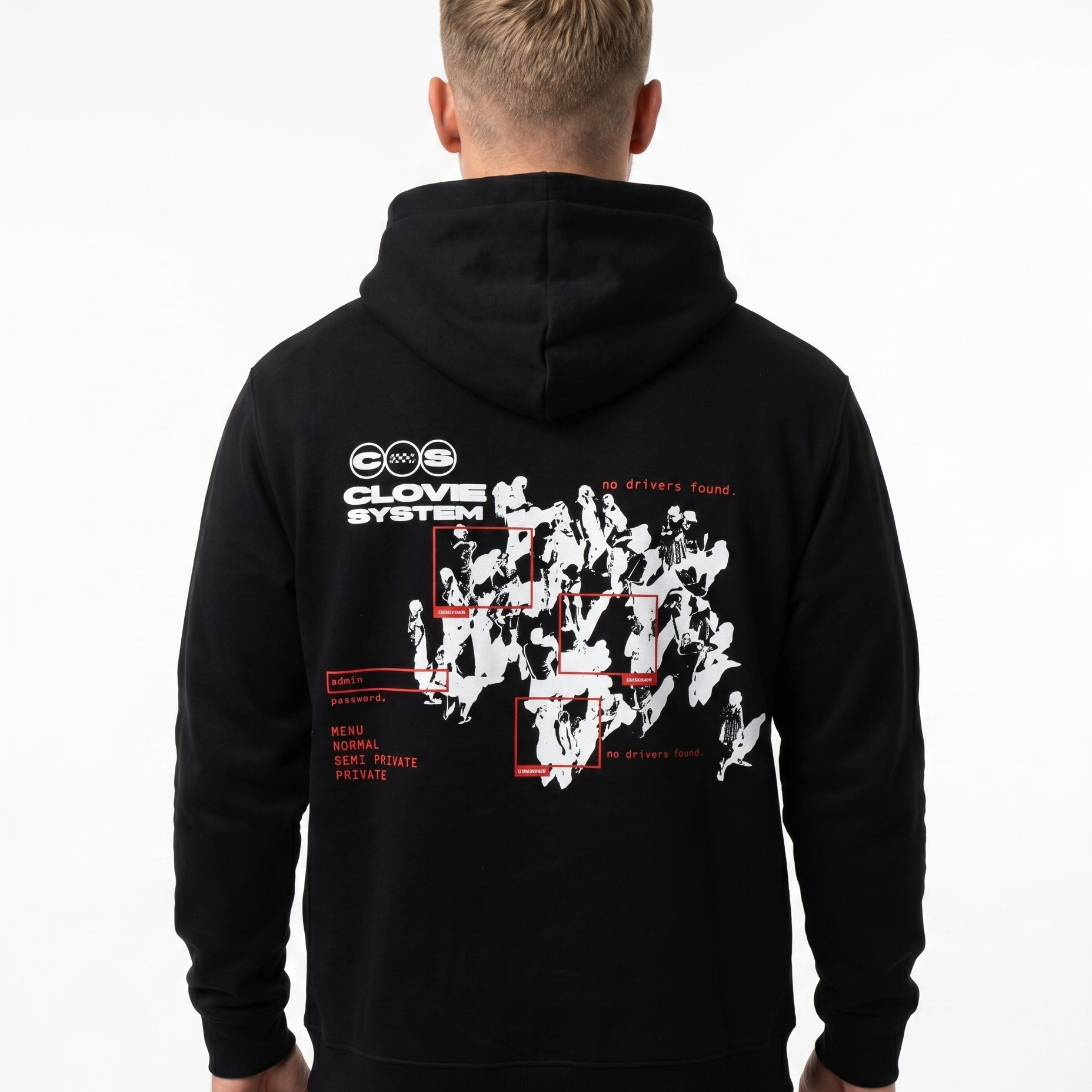 Clovie system Hoodie jet black - model back print
