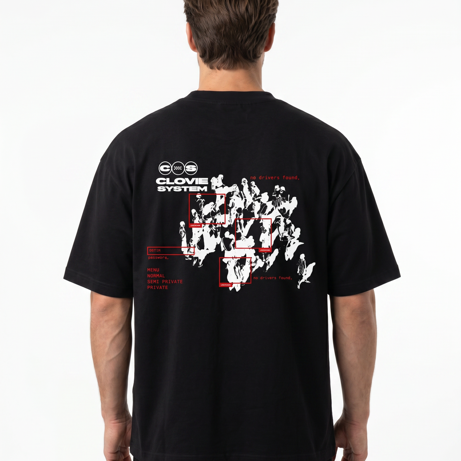 Clovie system Oversized Tee black - model back print