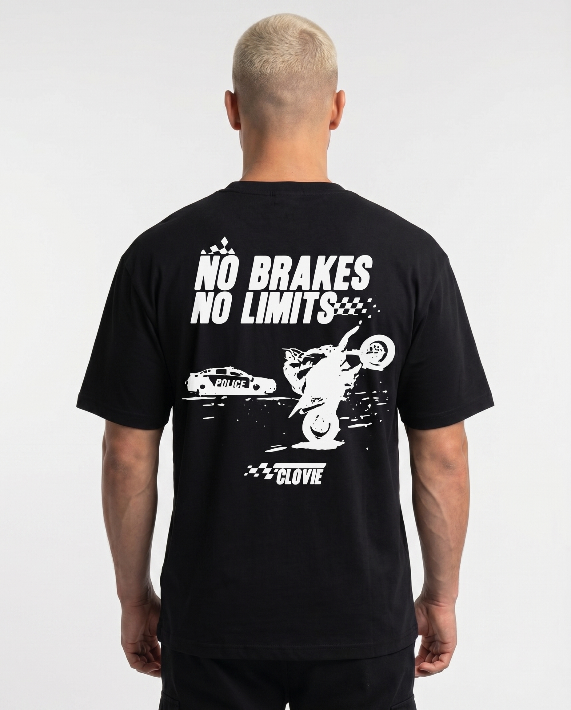 No brakes no limits Standard Tee black - model back print