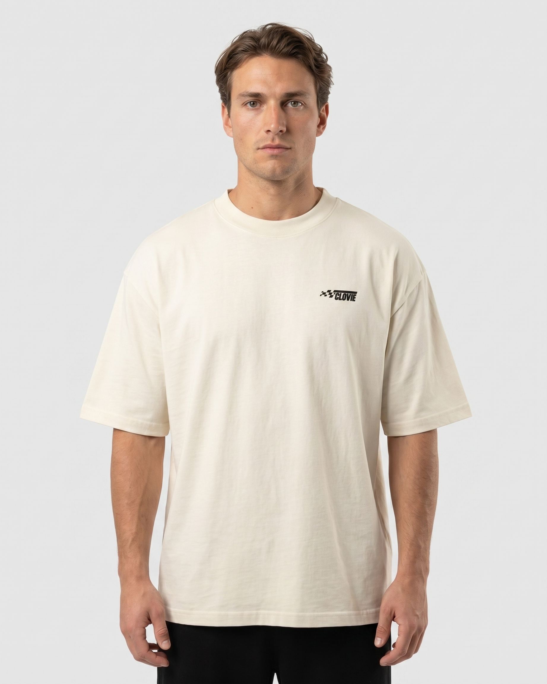 No brakes no limits Oversized Tee natural raw - model front