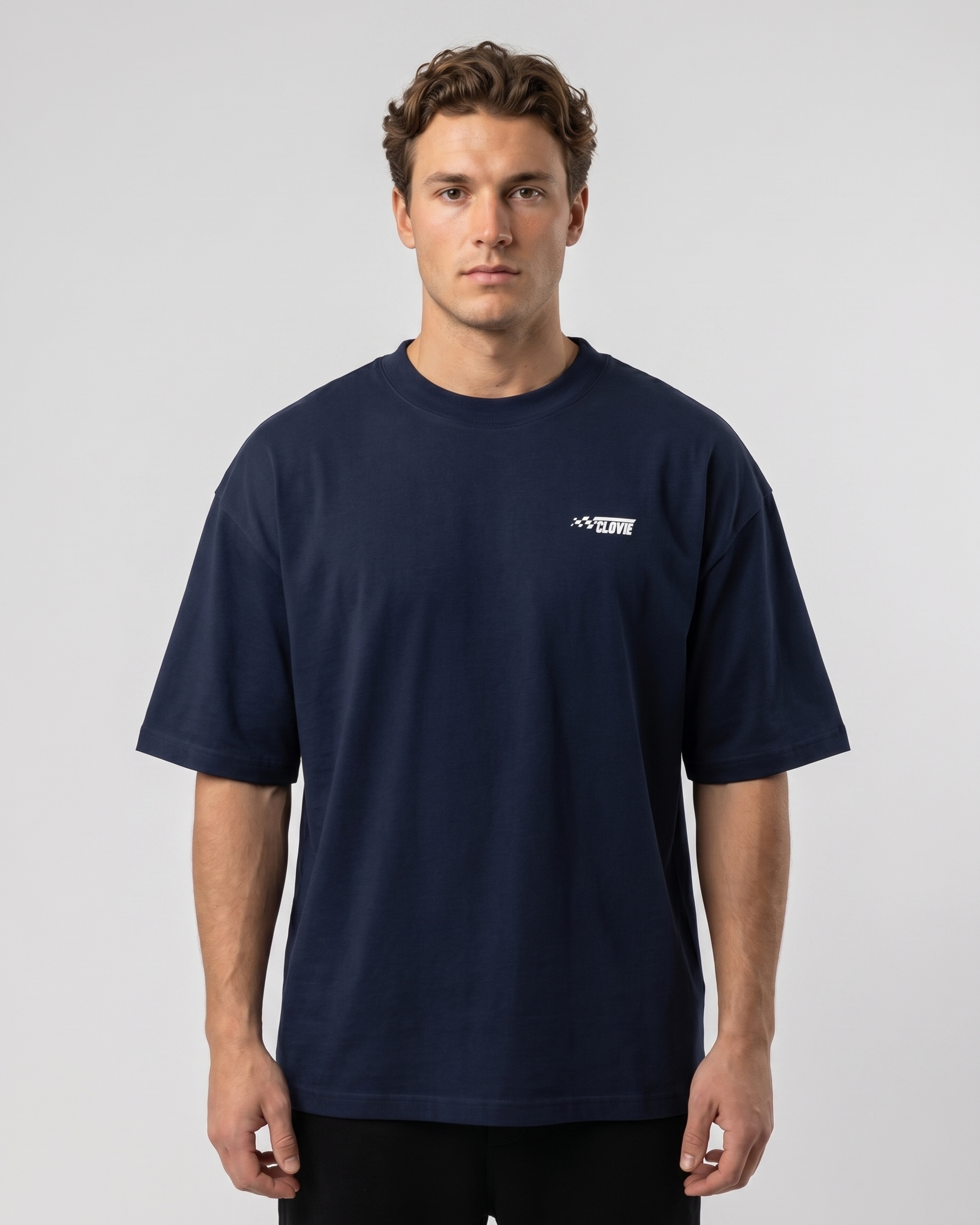 No brakes no limits Oversized Tee french navy - model front