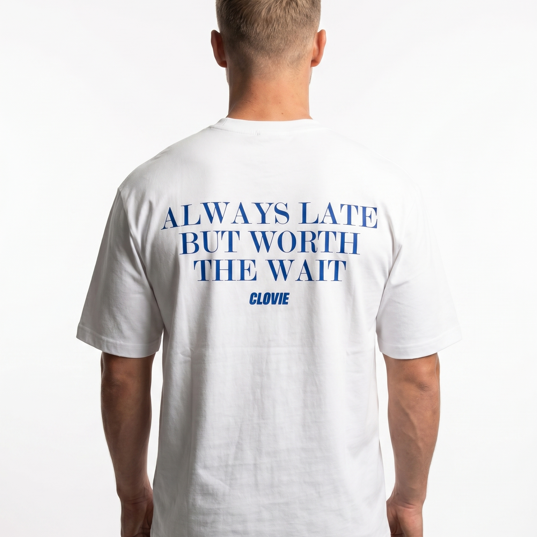 Always late but worth the wait - Standard Tee - White - model back print