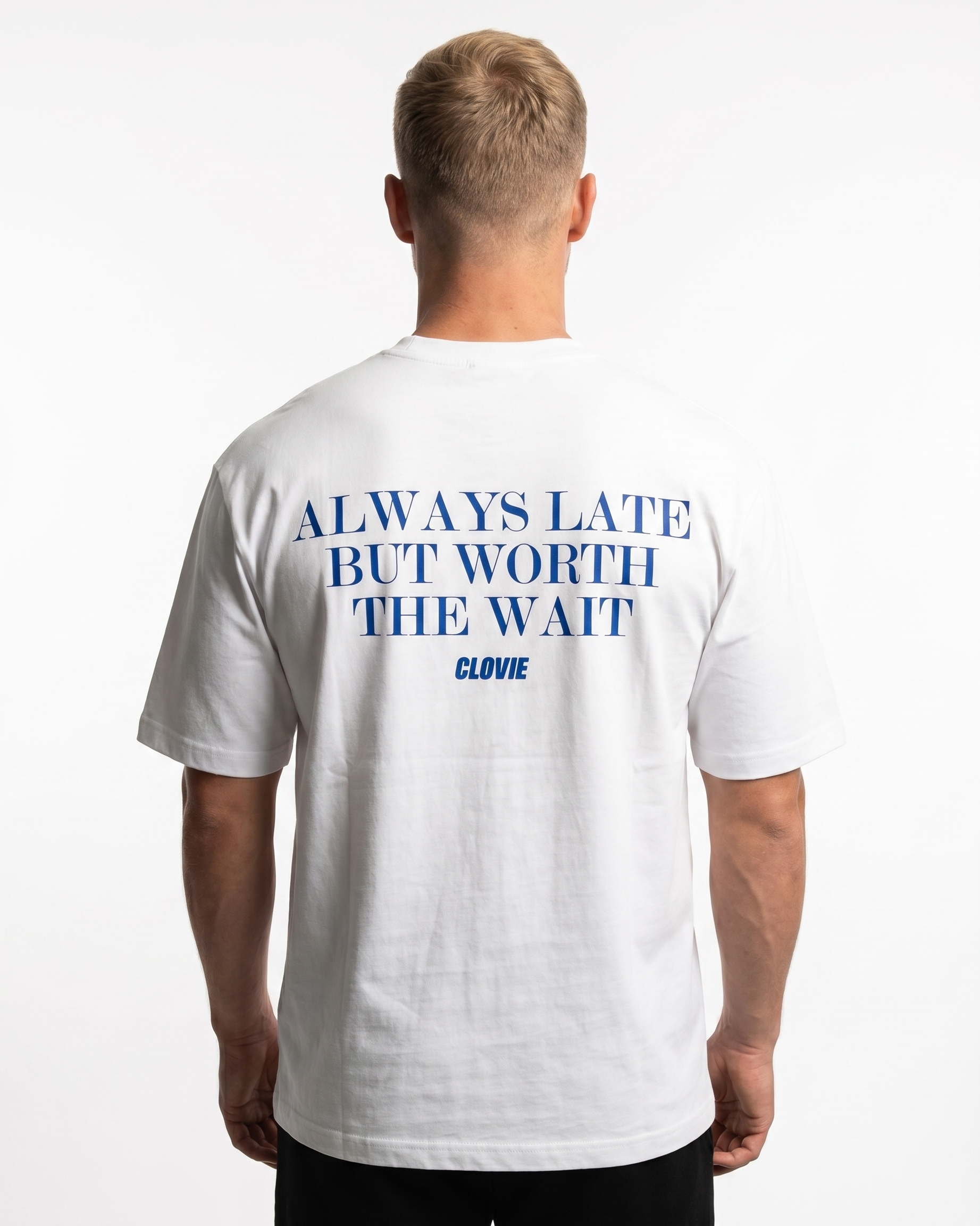 Always late but worth the wait - Standard Tee - White - model back print