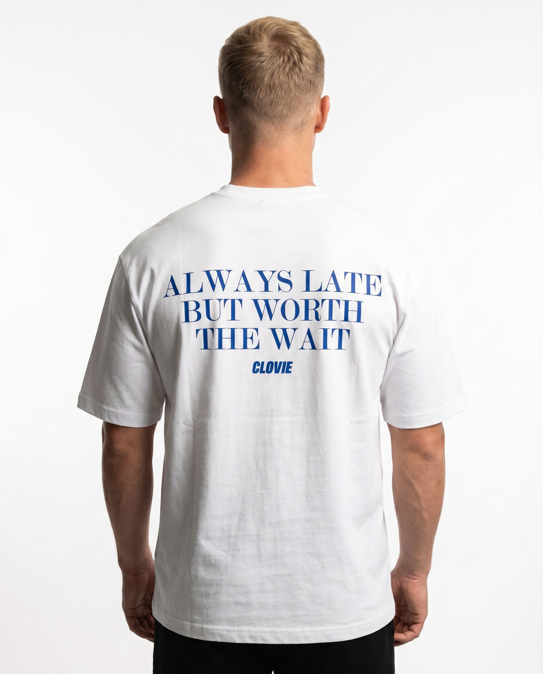 Always late but worth the wait - Standard Tee - White - model back print
