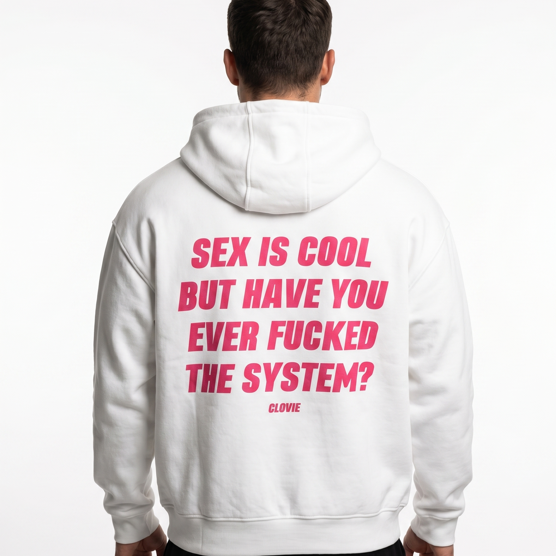 Sex is cool - Oversized Zip Hoodie - White - model back print