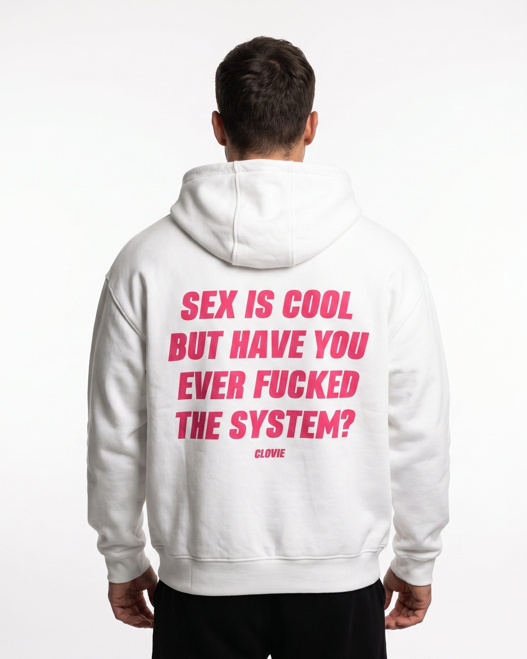 Sex is cool - Oversized Zip Hoodie - White - model back print