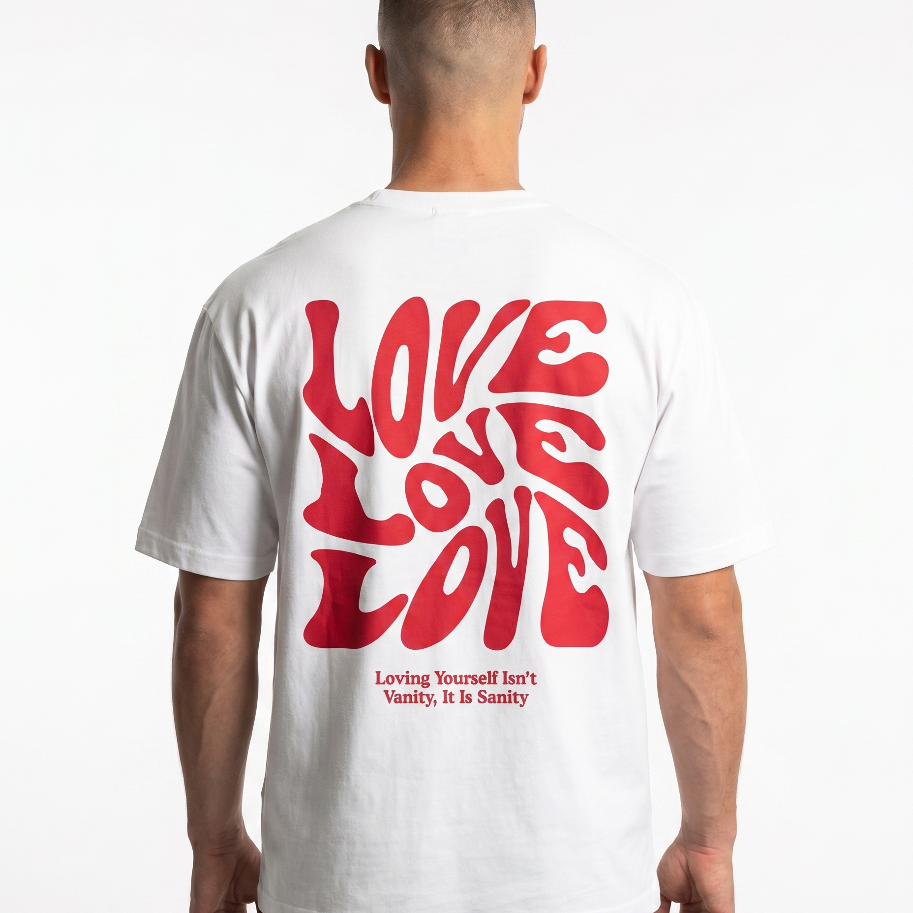 Loving yourself - Standard Tee - White - model back print