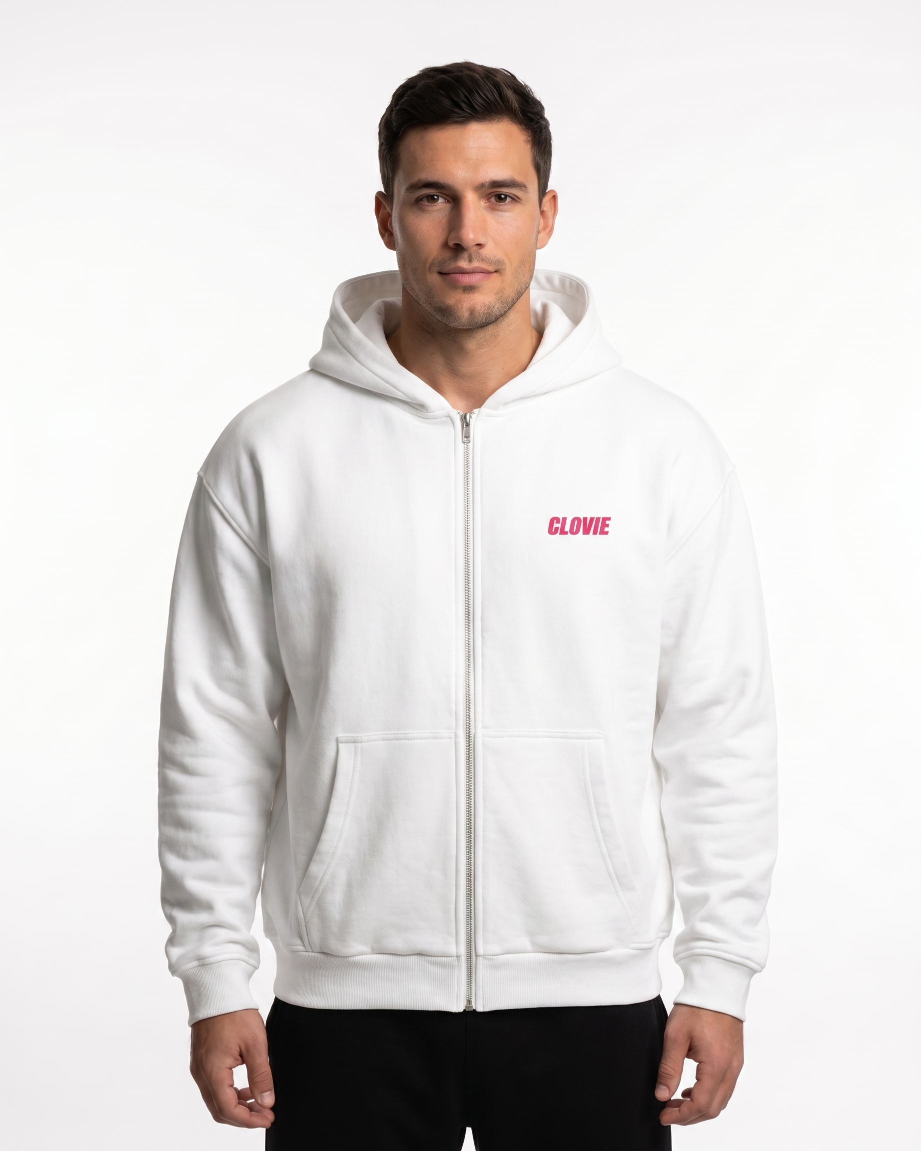 Sex is cool - Oversized Zip Hoodie - White - model front print