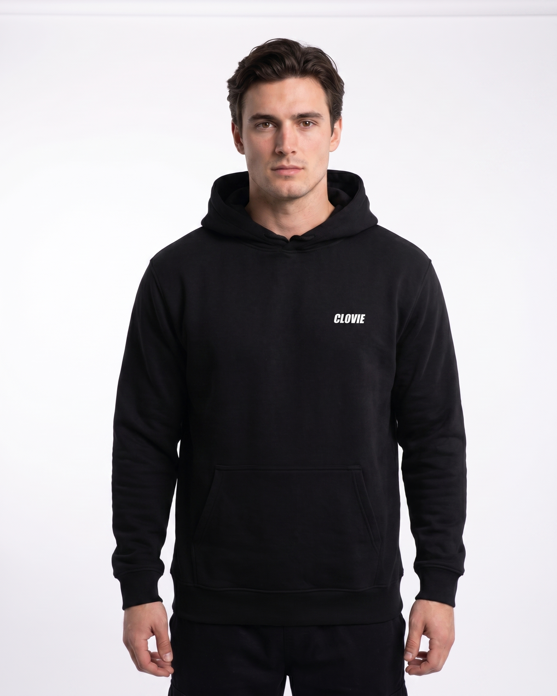 Angel - Hoodie - Jet Black - model front (clean studio)