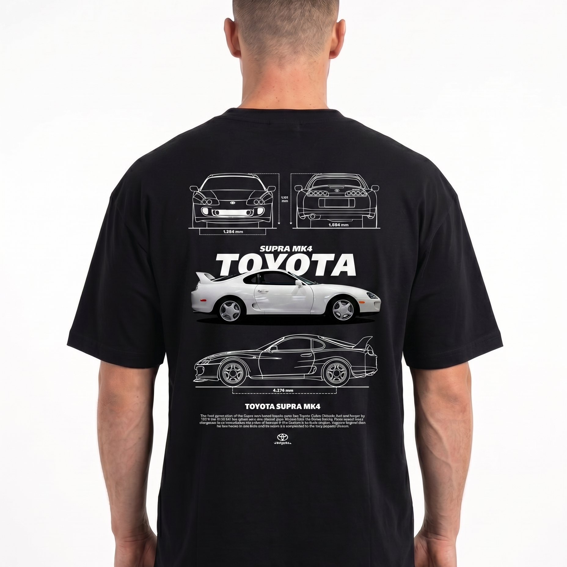 Toyota Supra MK4 Standard Tee Black - model back print