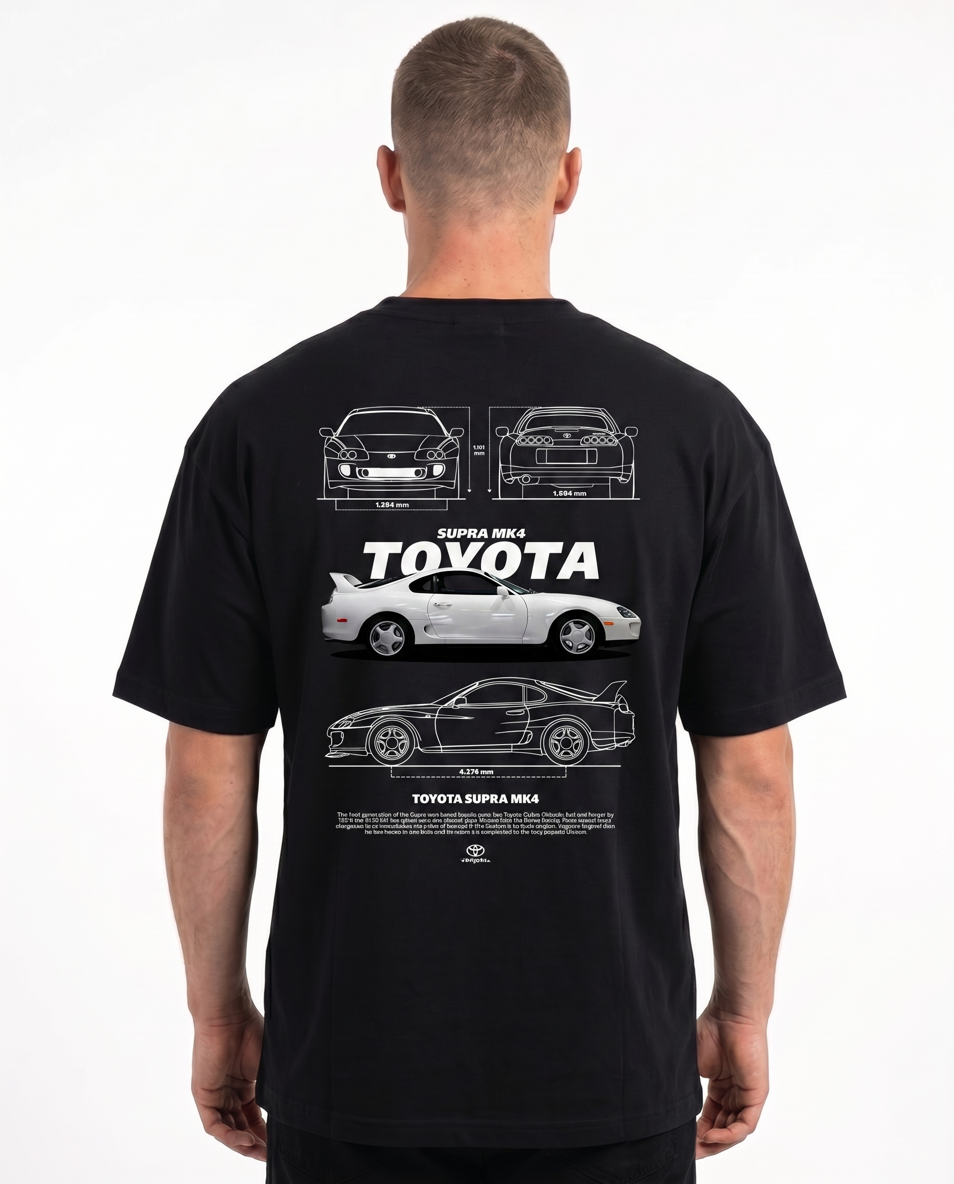 Toyota Supra MK4 Standard Tee Black - model back print