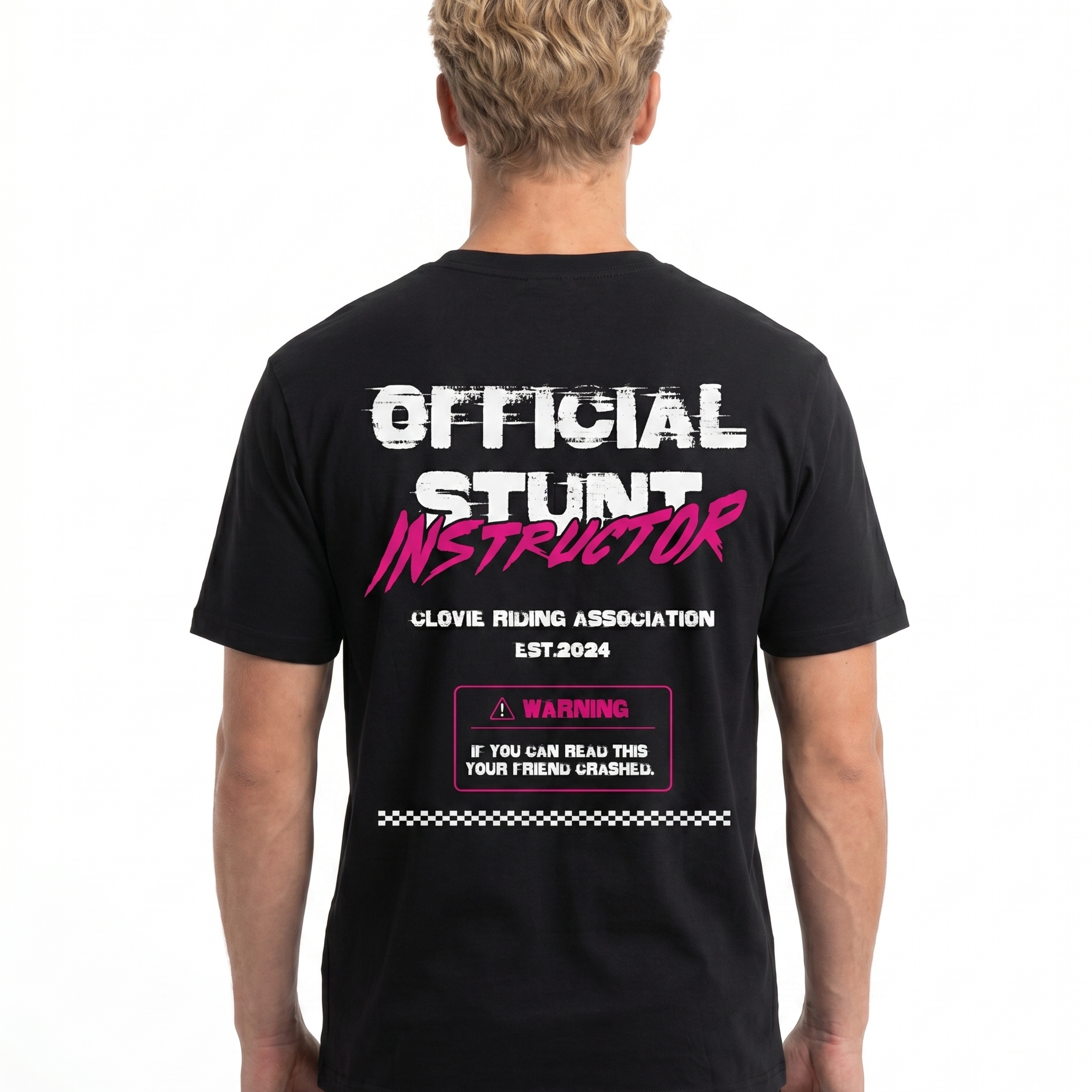 Official stunt instructor Standard Tee Black - model back print