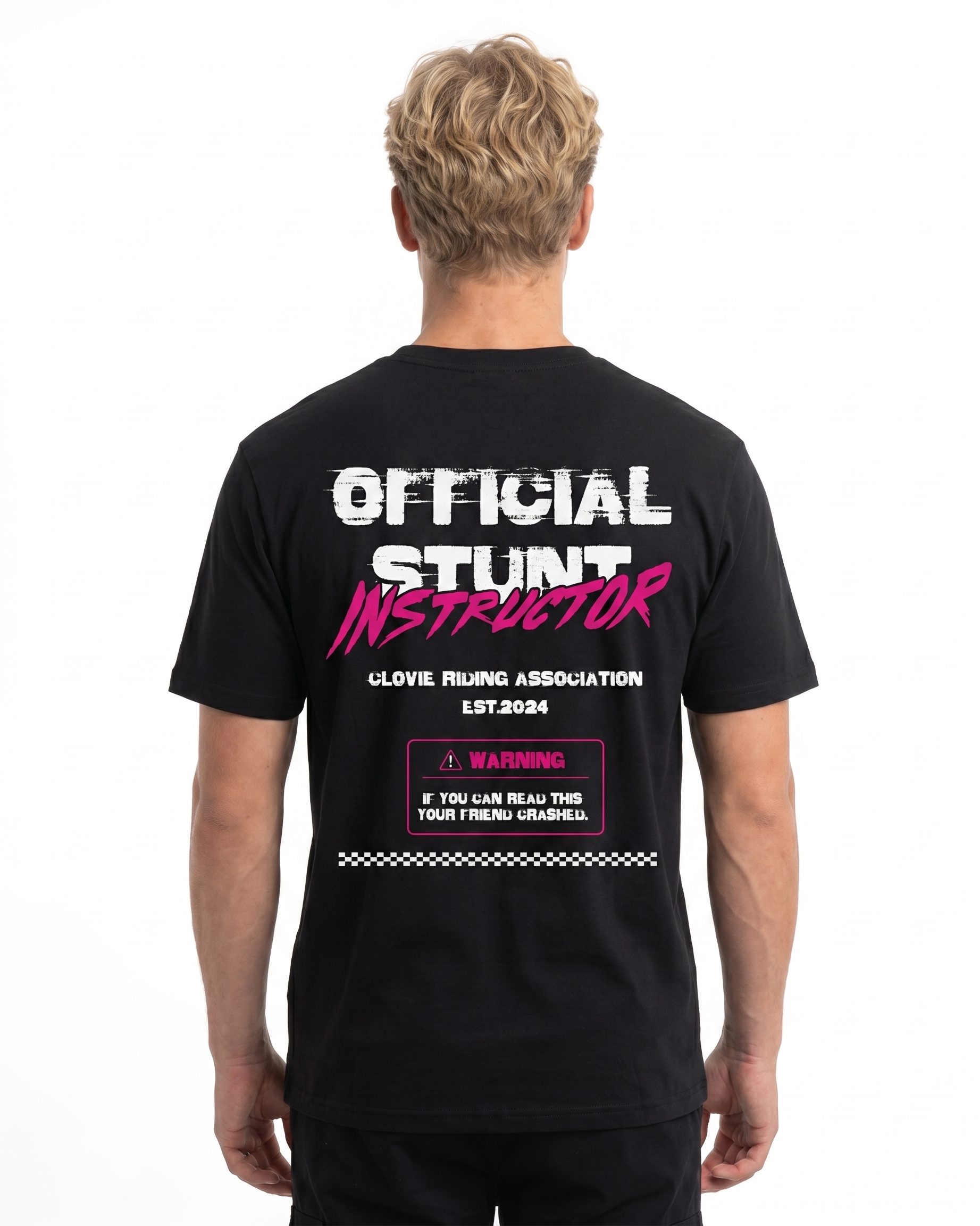 Official stunt instructor Standard Tee Black - model back print