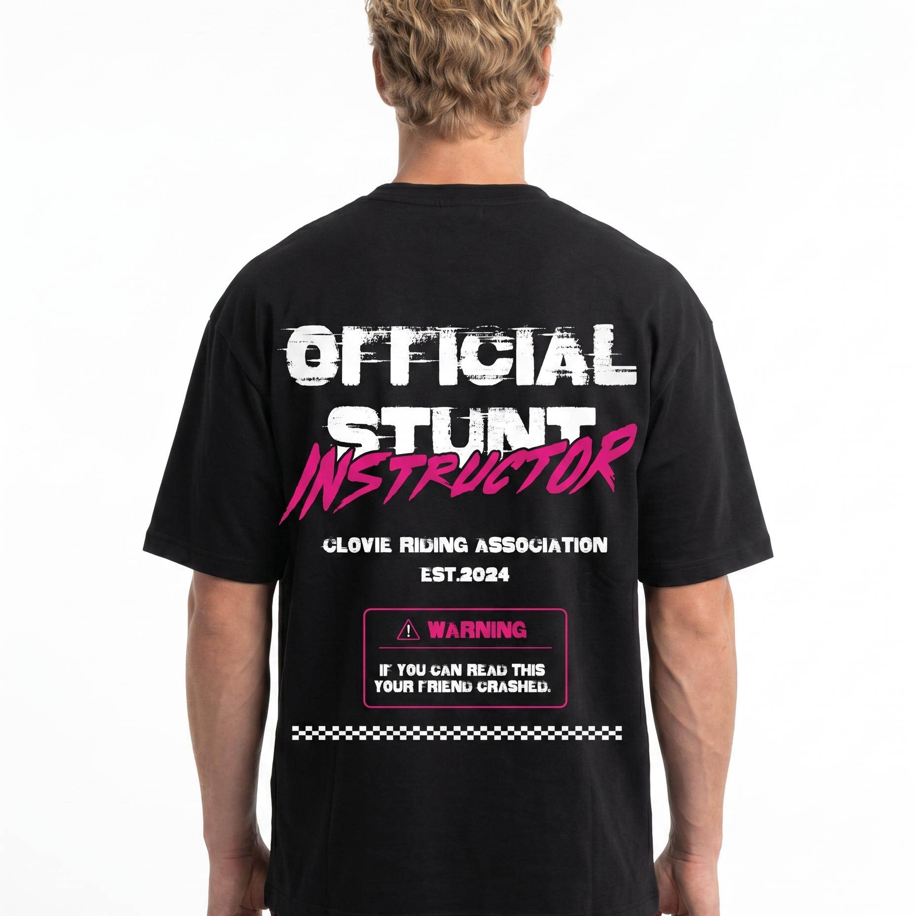 Official stunt instructor Oversized Tee Black - model back print