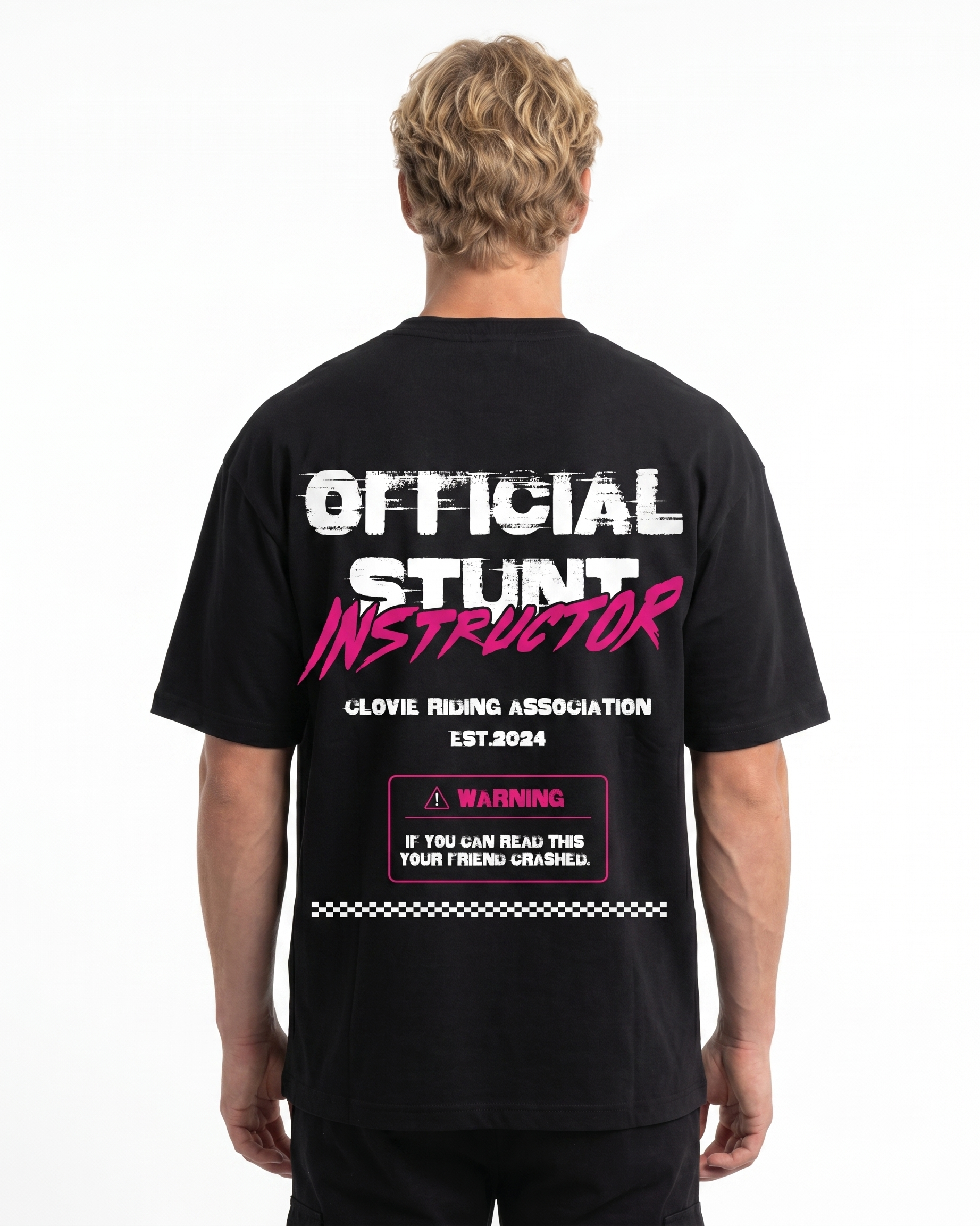 Official stunt instructor Oversized Tee Black - model back print