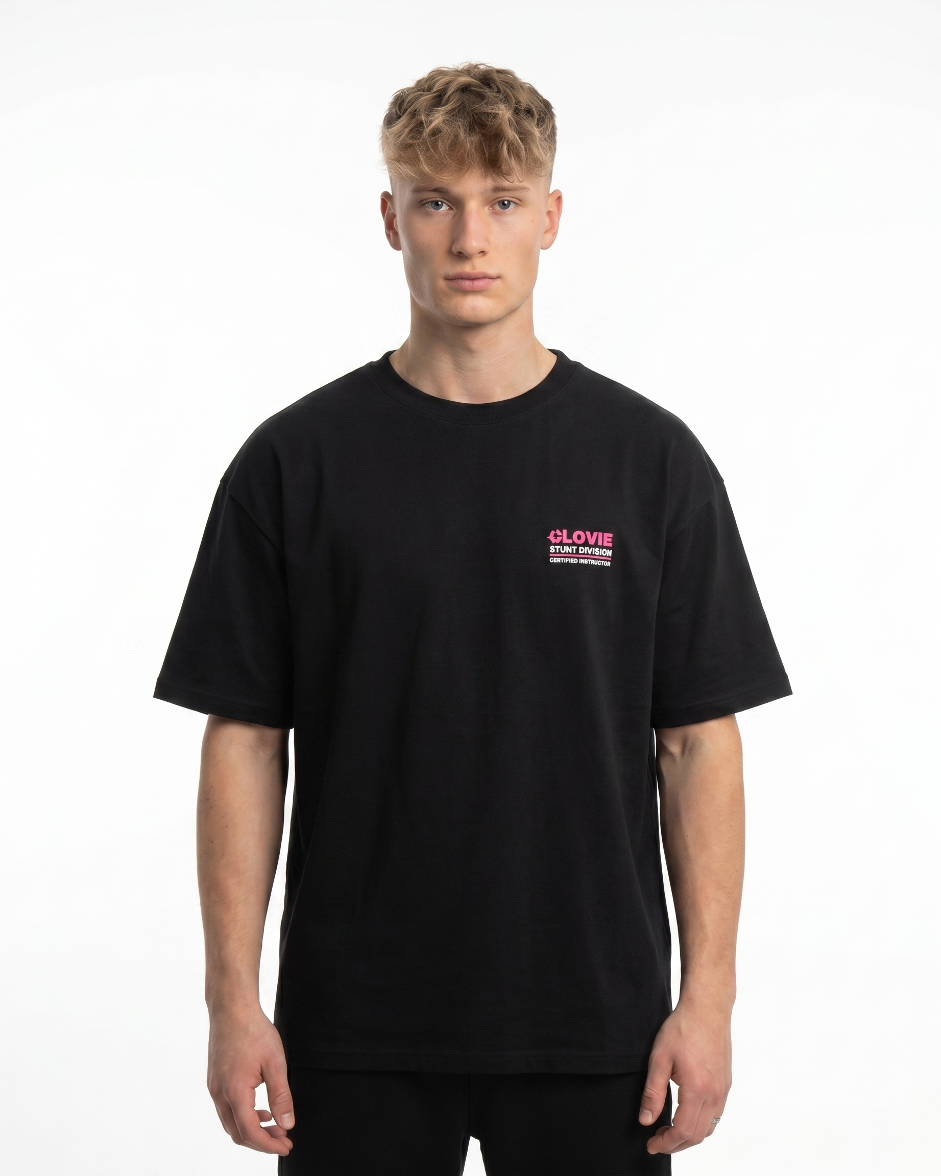Official stunt instructor Oversized Tee Black - model front