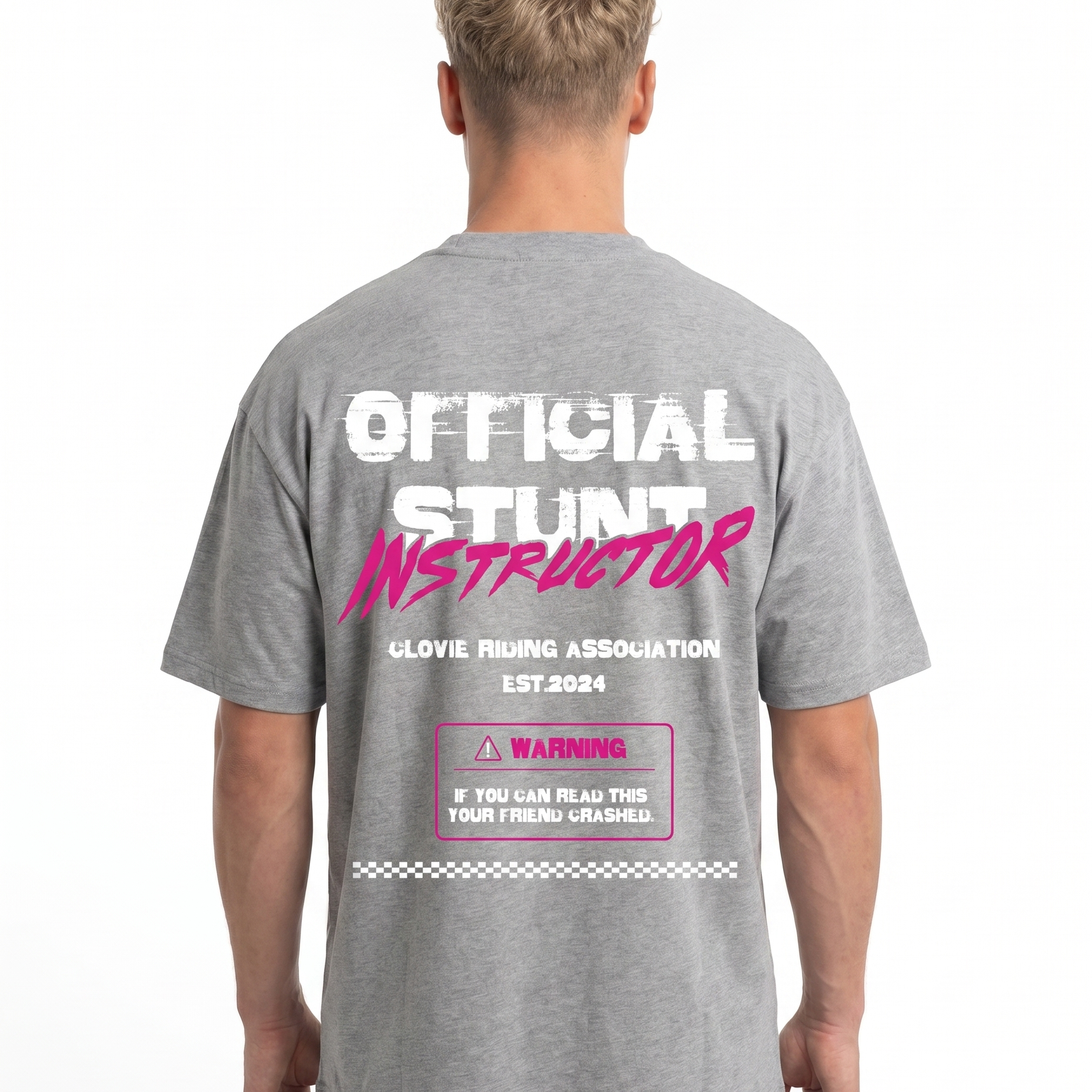 Official stunt instructor Oversized Tee Grey - model back print