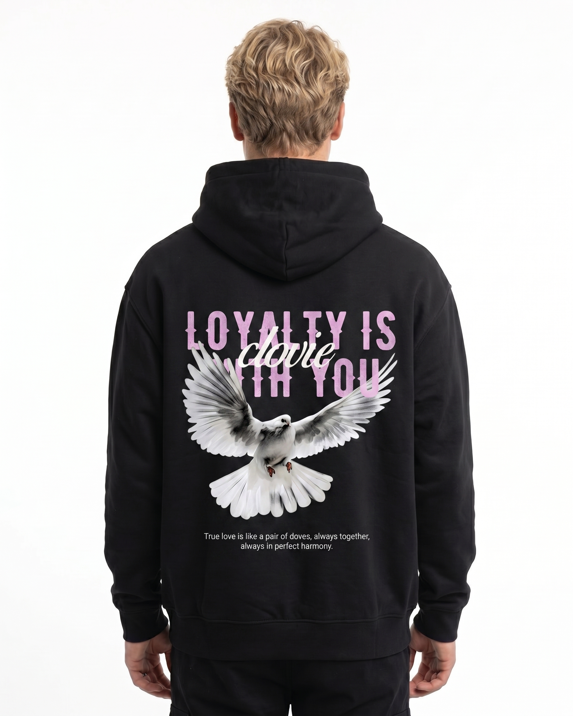 Loyalty is with you Hoodie Jet Black - model back print