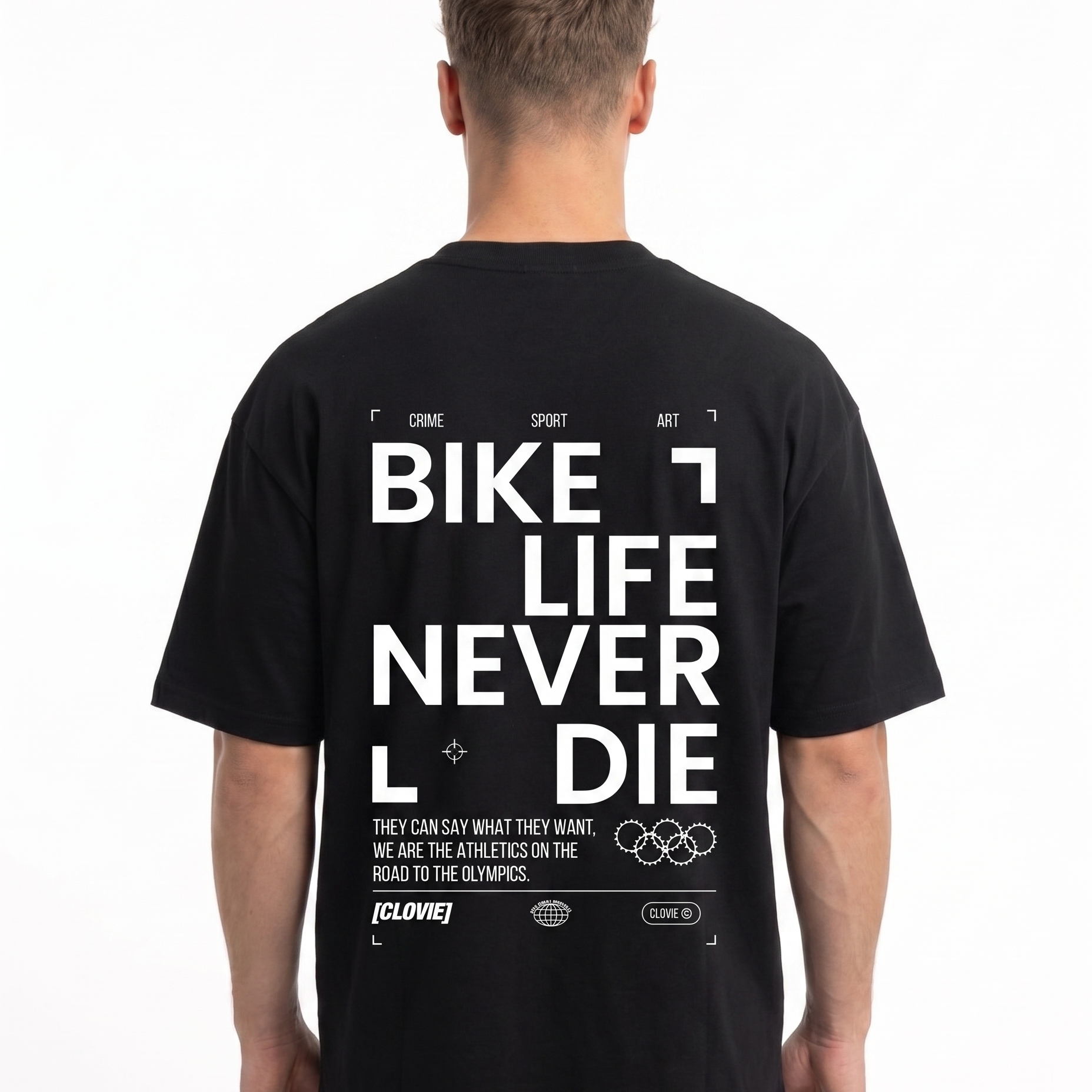 Bike life Oversized Tee Black - model back print