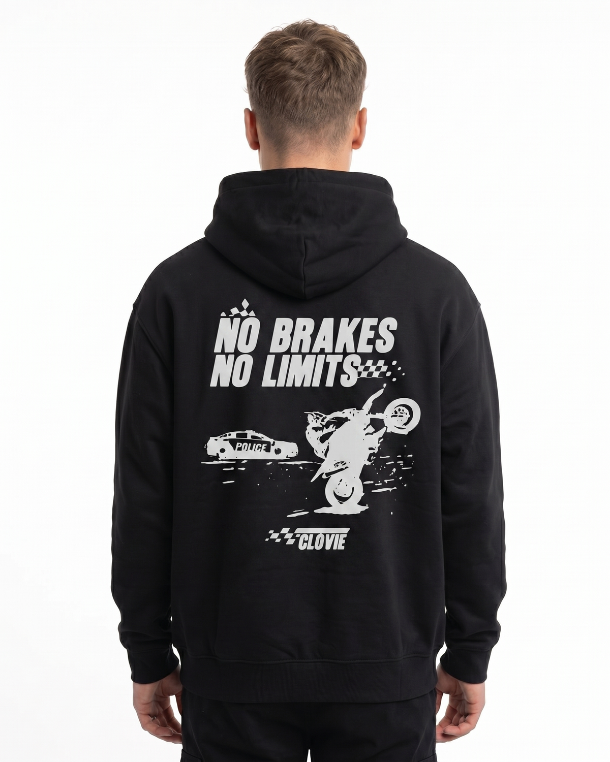 No brakes no limits OVS Hoodie Schwarz - model back print