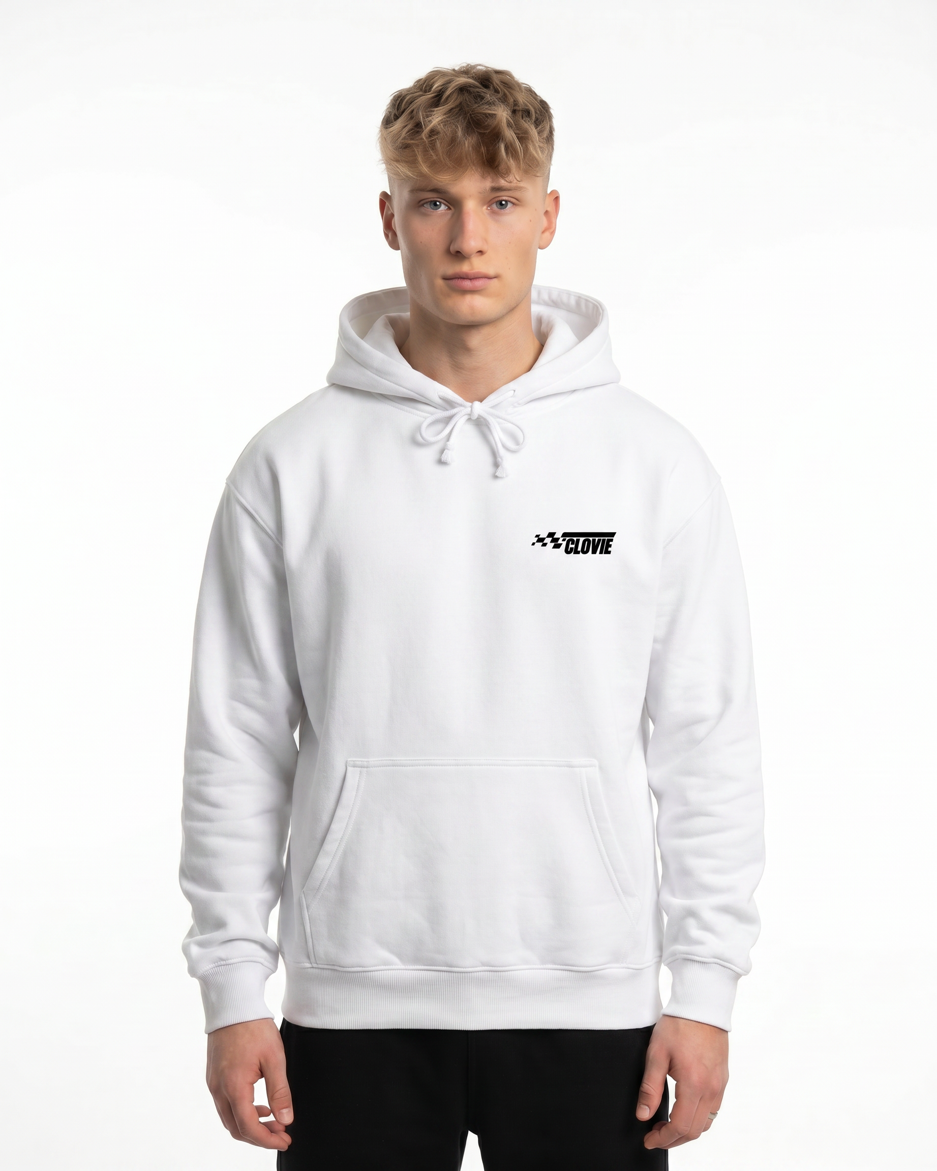 No brakes no limits Hoodie Arctic White - model front