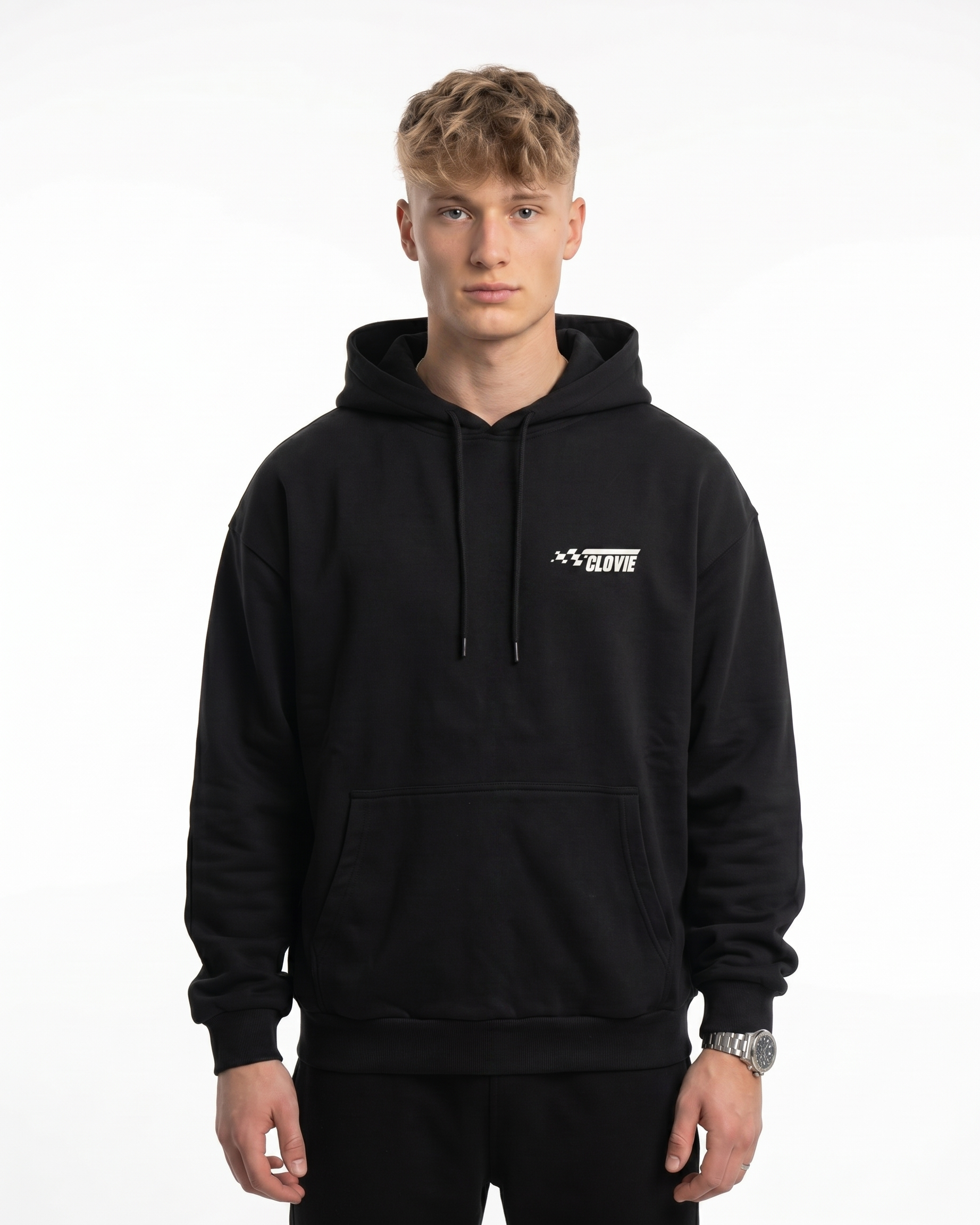No brakes no limits Hoodie Jet Black - model front